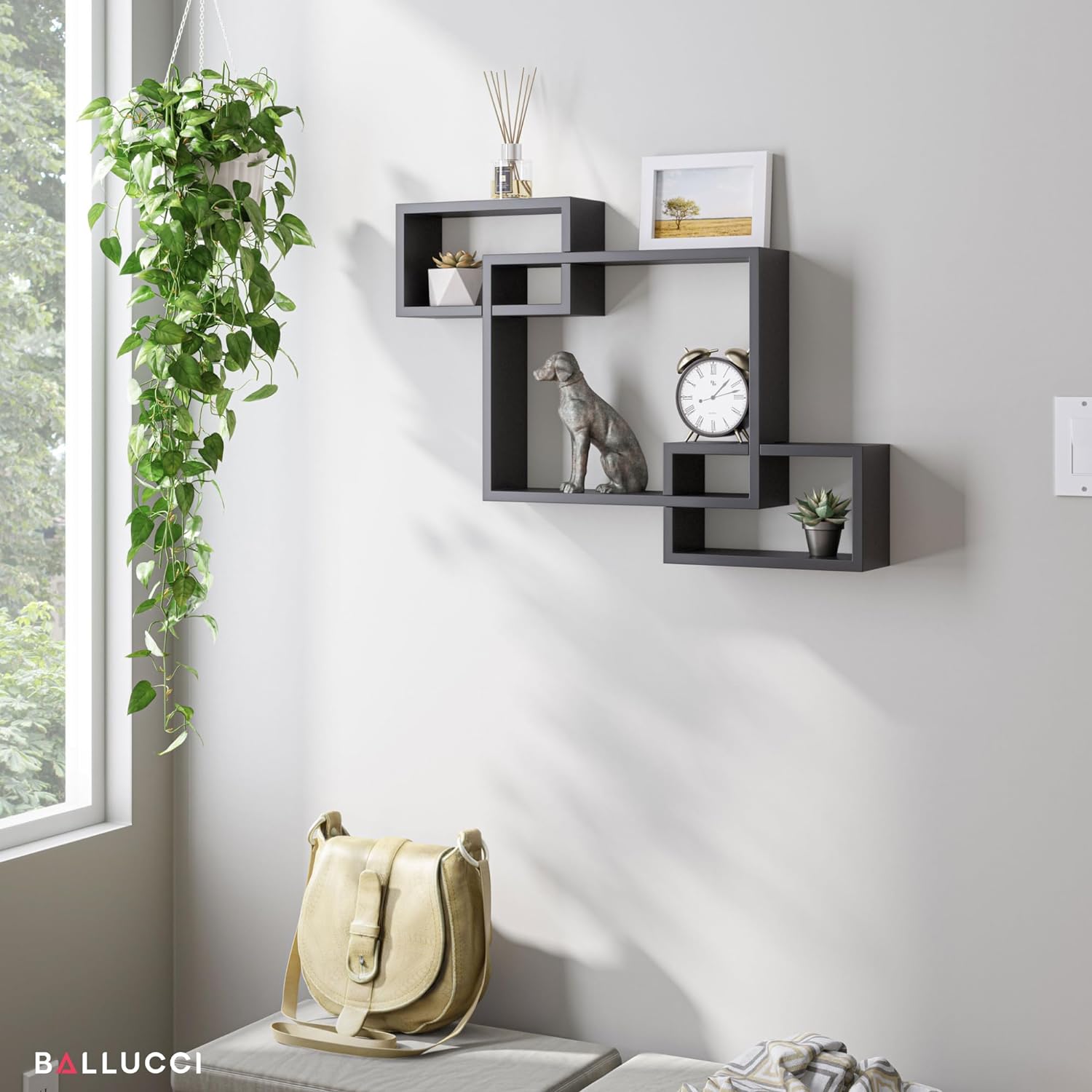 Ballucci Wooden Floating Wall Shelves 26 x 18 Black