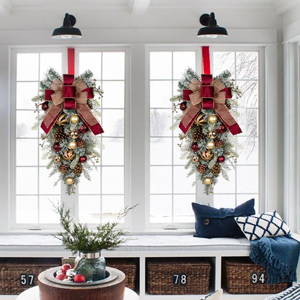 30 Inch Teardrop Swag Wreath Artificial Christmas Decor