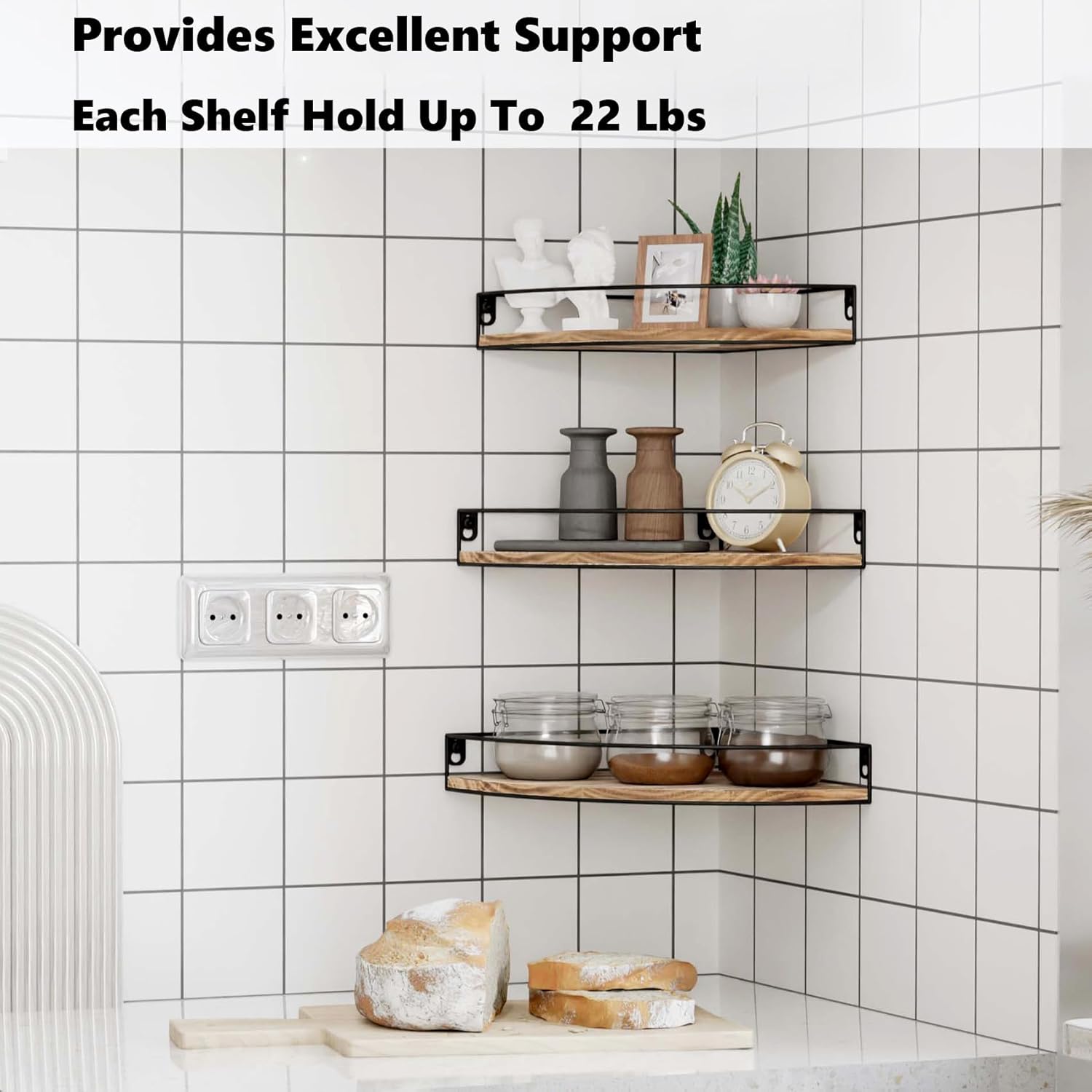 Corner Floating Shelves Set of 3 Rustic Brown