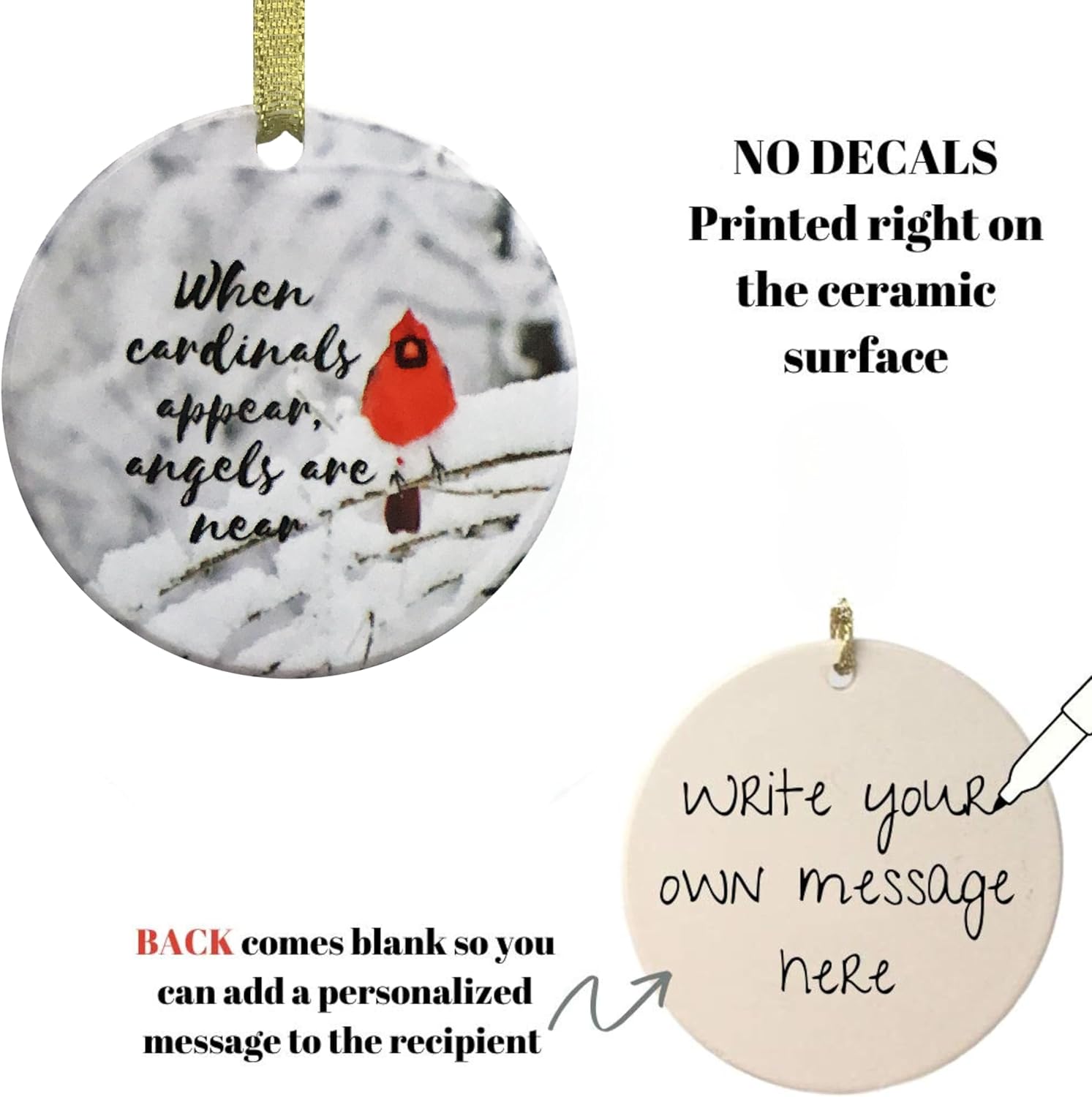 Memorial Christmas Ornament - When Cardinals Appear Angels Are Near