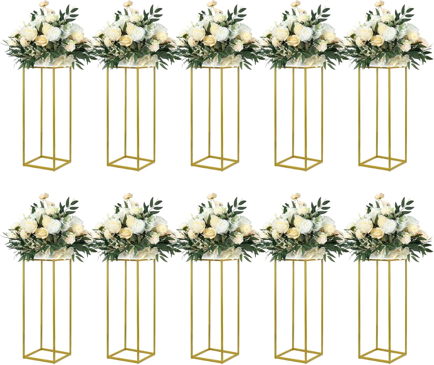 YALLOVE 10 Pack 2375 Inch Gold Wedding Flower Stand