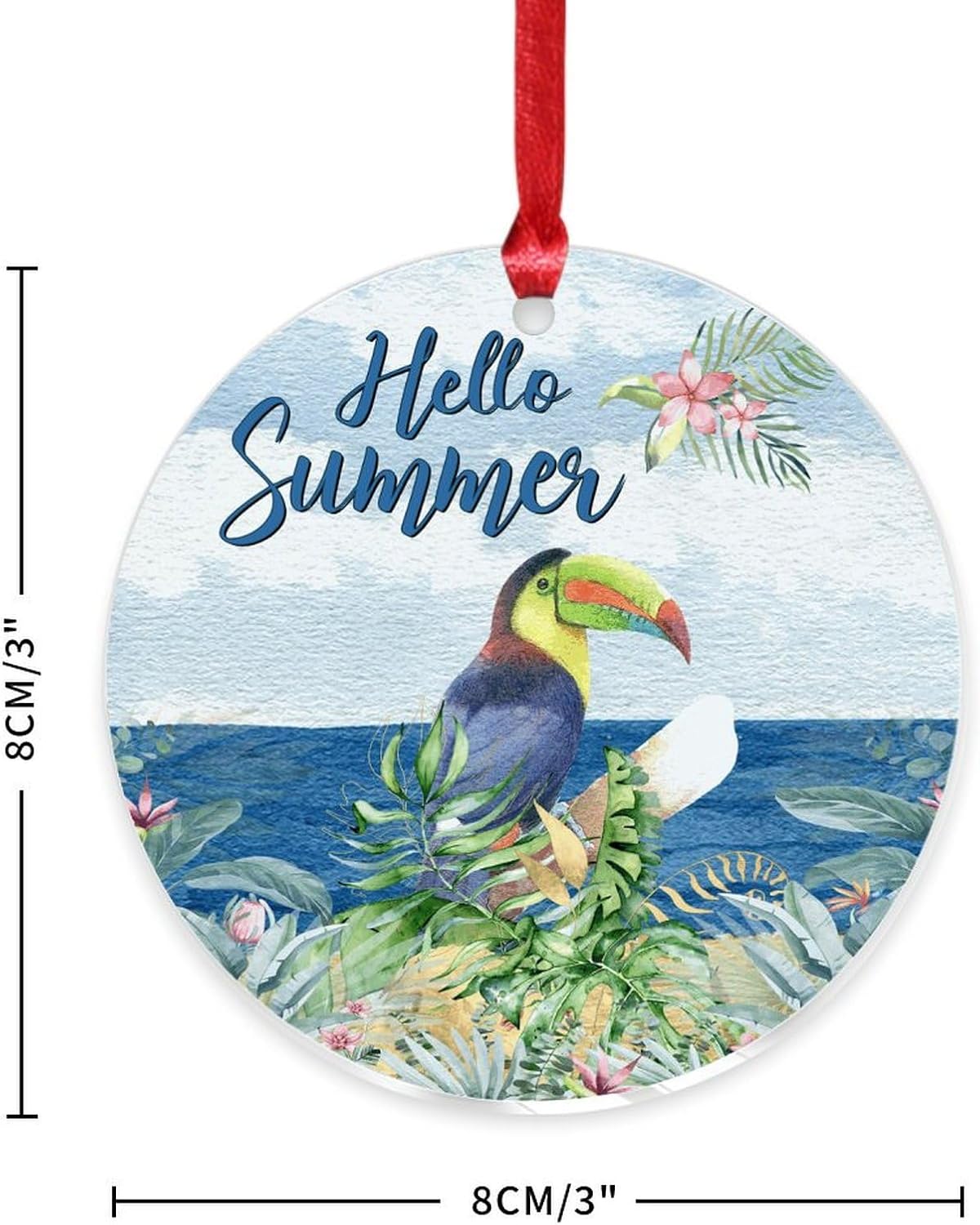 3 Acrylic Christmas Ornaments 2024 Parrot Hello Summer Decor Hanging Baubles