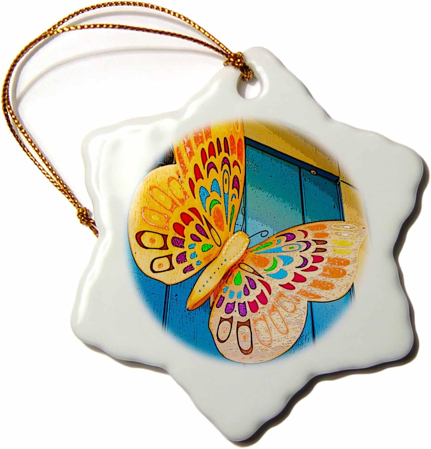 3dRose Vibrant Wooden Butterfly Door Ornament 3-Inch