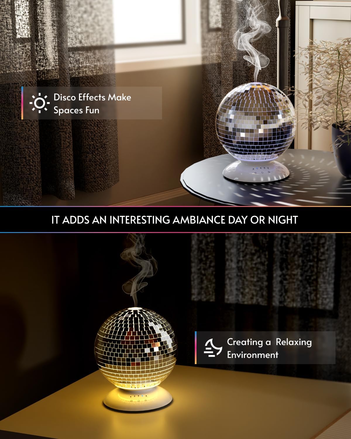 Mirror Essential Oil Diffuser with 14 Light Modes
