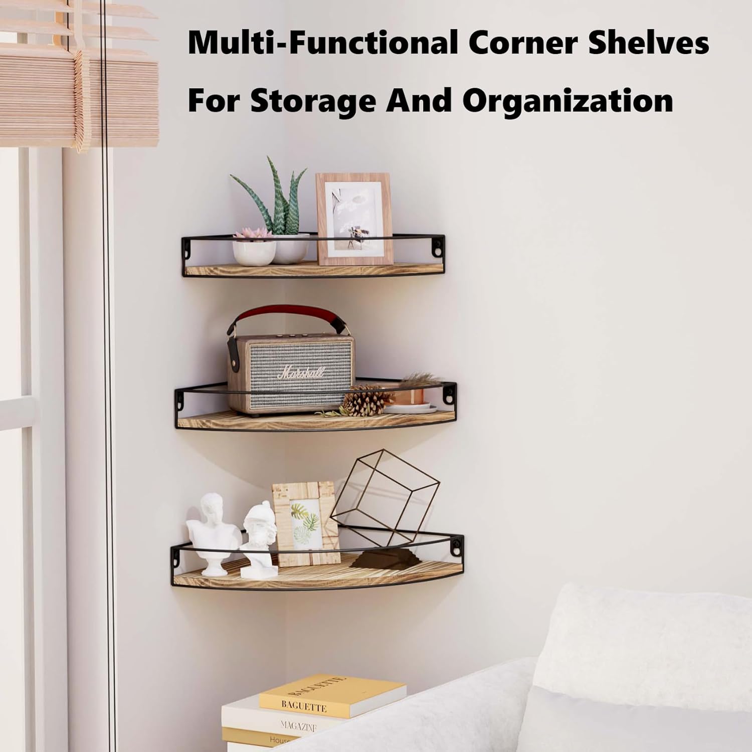 Corner Floating Shelves Set of 3 Rustic Brown
