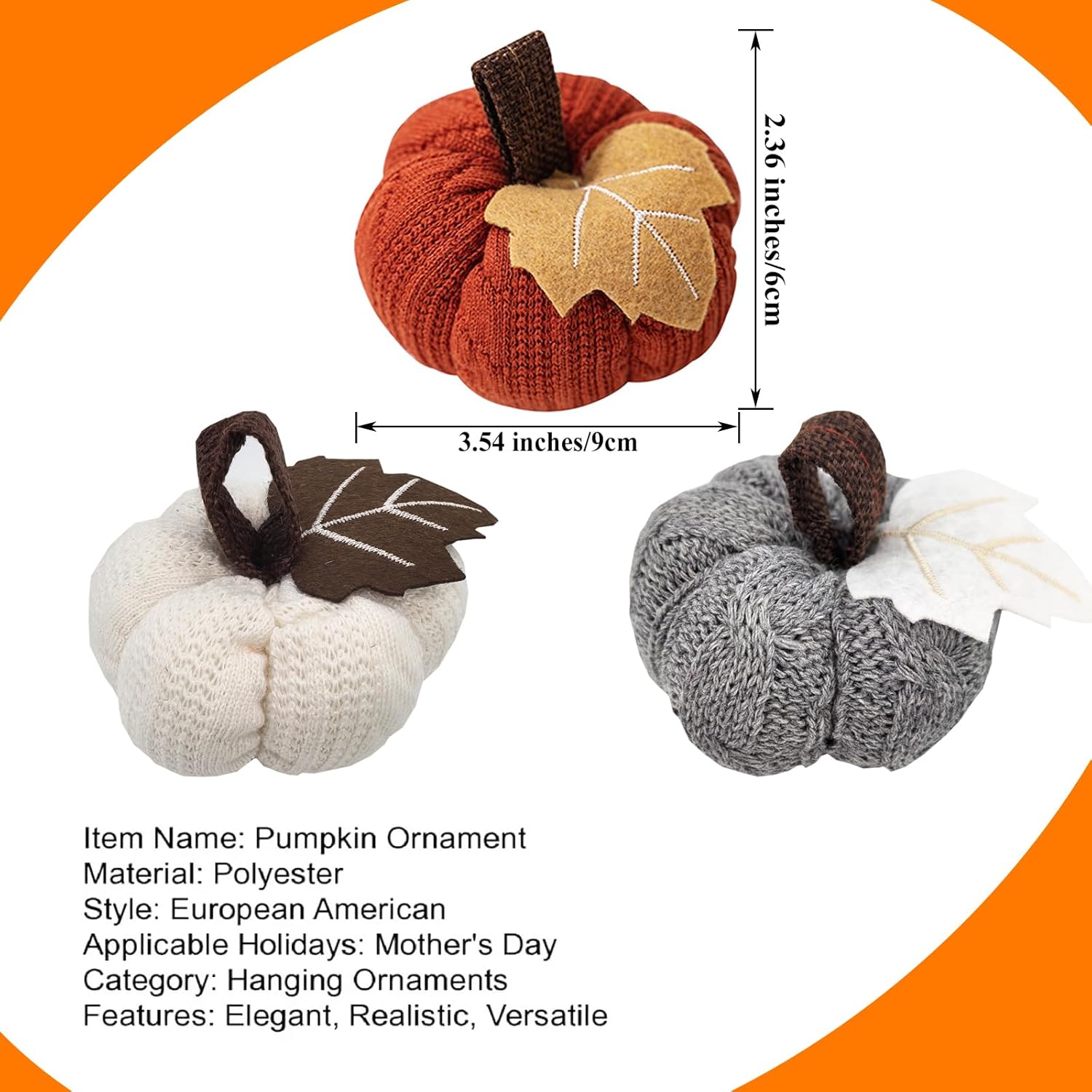 3 Pcs Fall Pumpkin Decorations for Holiday