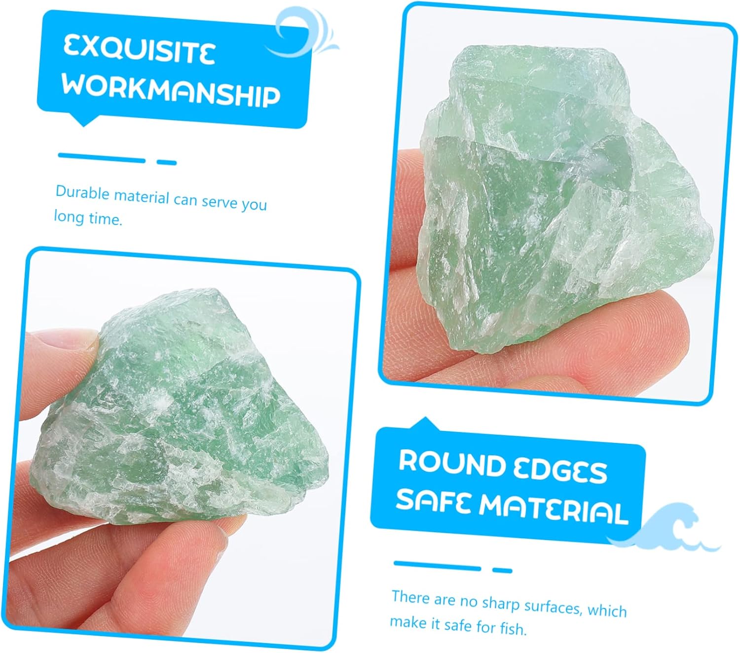 Luxshiny Green Fluorite Aquarium Decor Stones Set