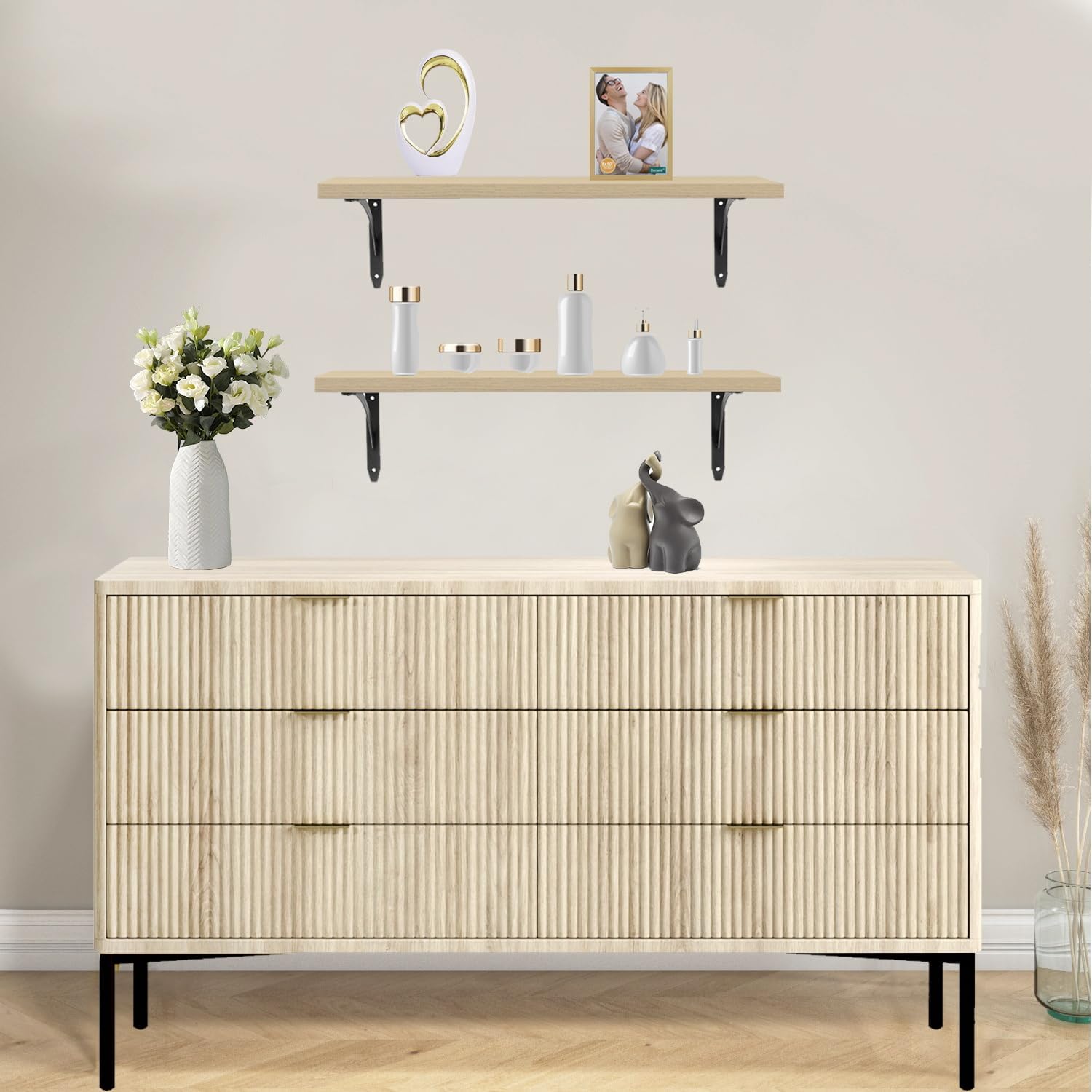White Oak Floating Shelves 315 in Heavy Duty Set of 2
