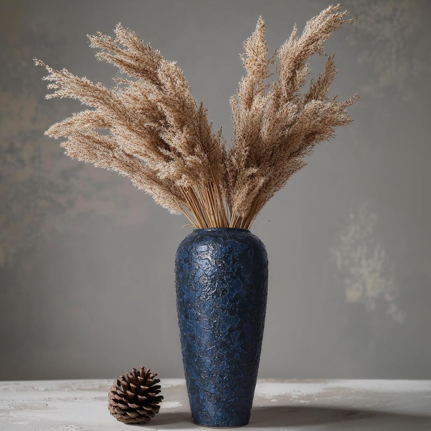 Blue Ceramic Vase 13 Inch Tall Rustic Terracotta
