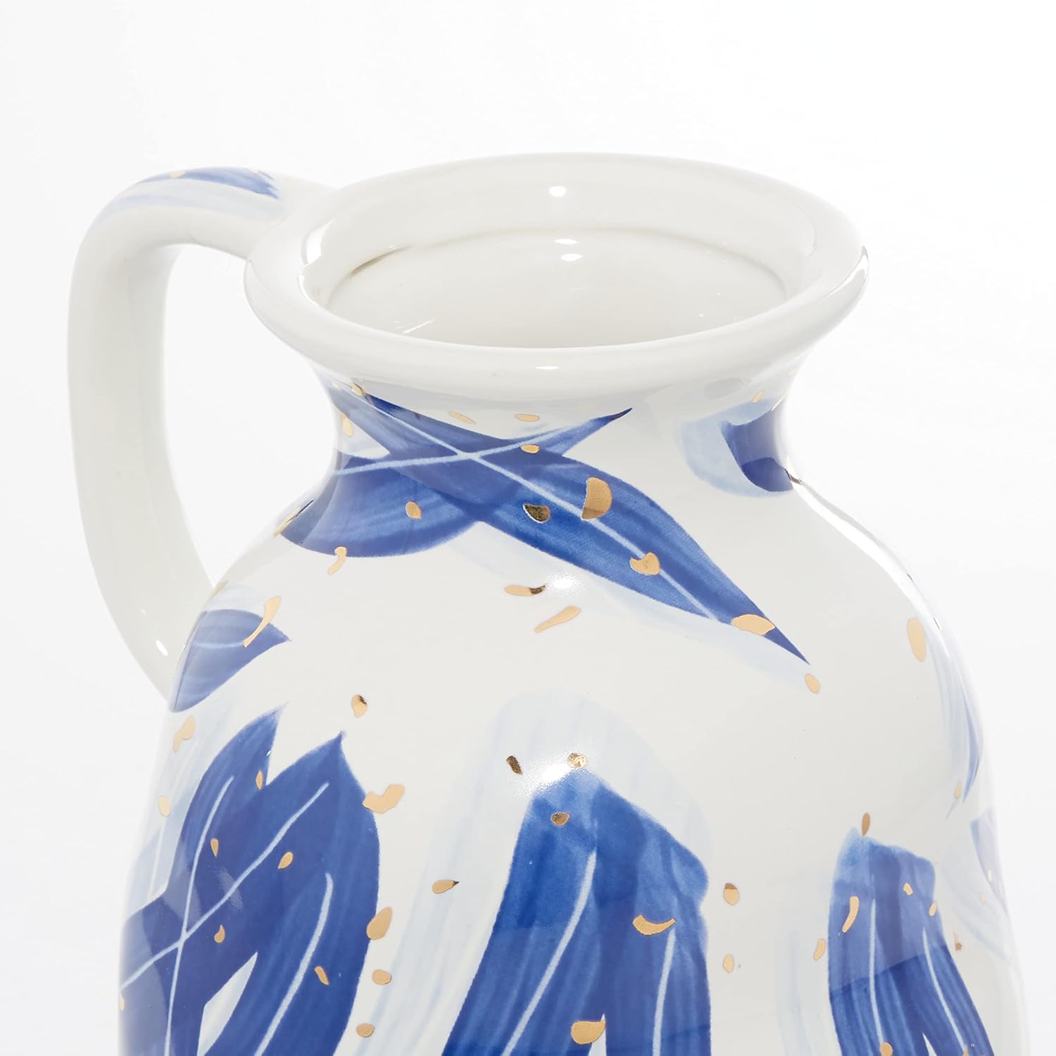 Deco 79 Ceramic Vase with Blue Leaf Design