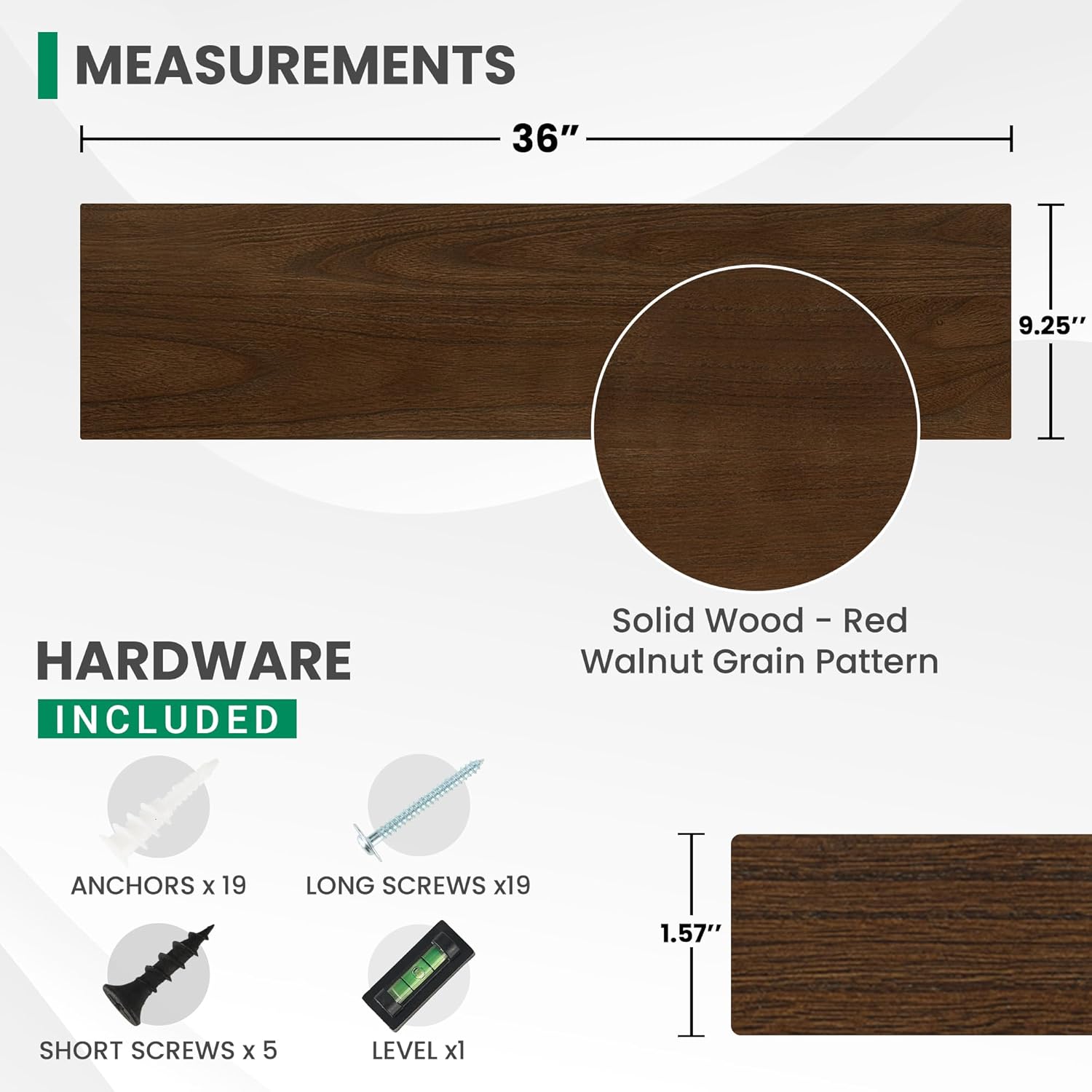 Marsmiles Solid Wood Floating Shelves 36W x 9D x 156H Set of 2