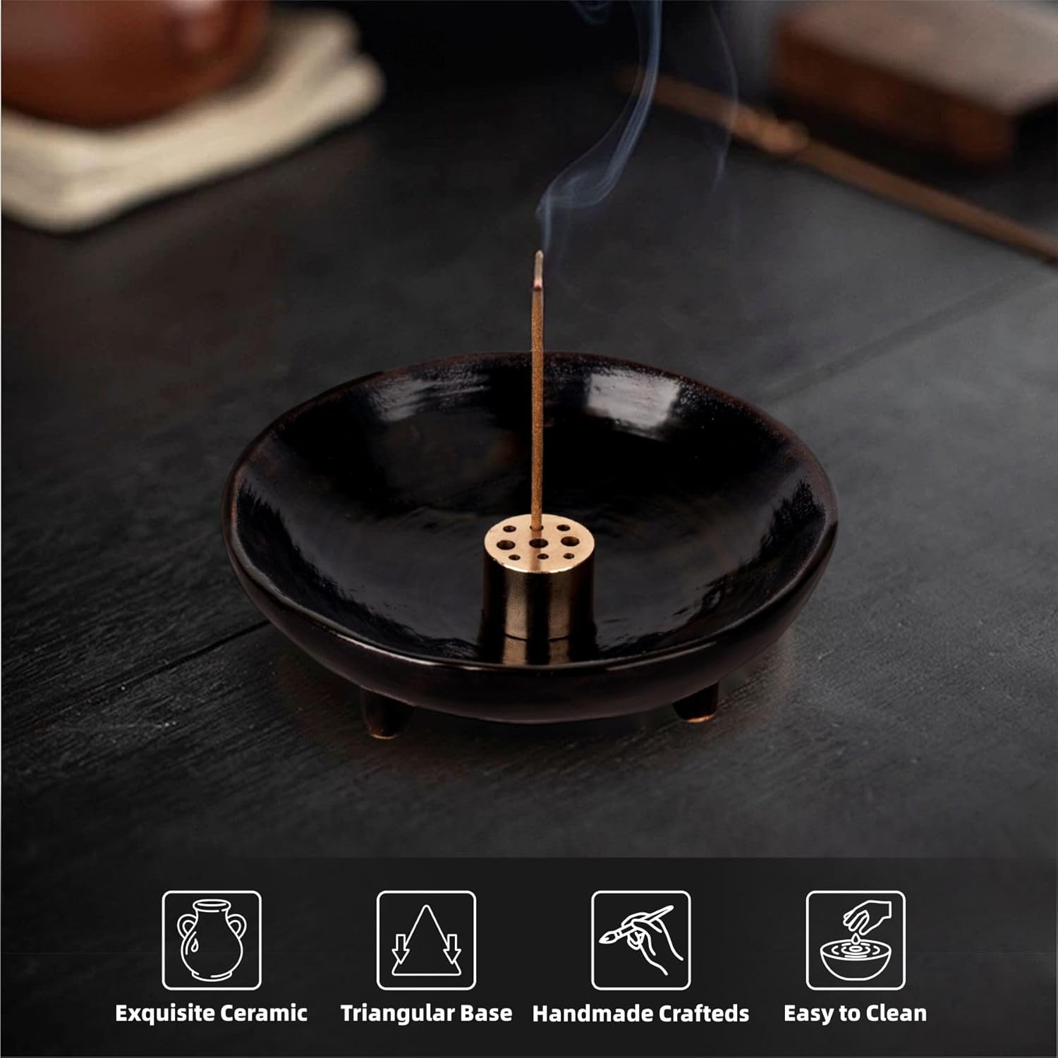 Handmade Ceramic Incense Holder with 9-Hole Design