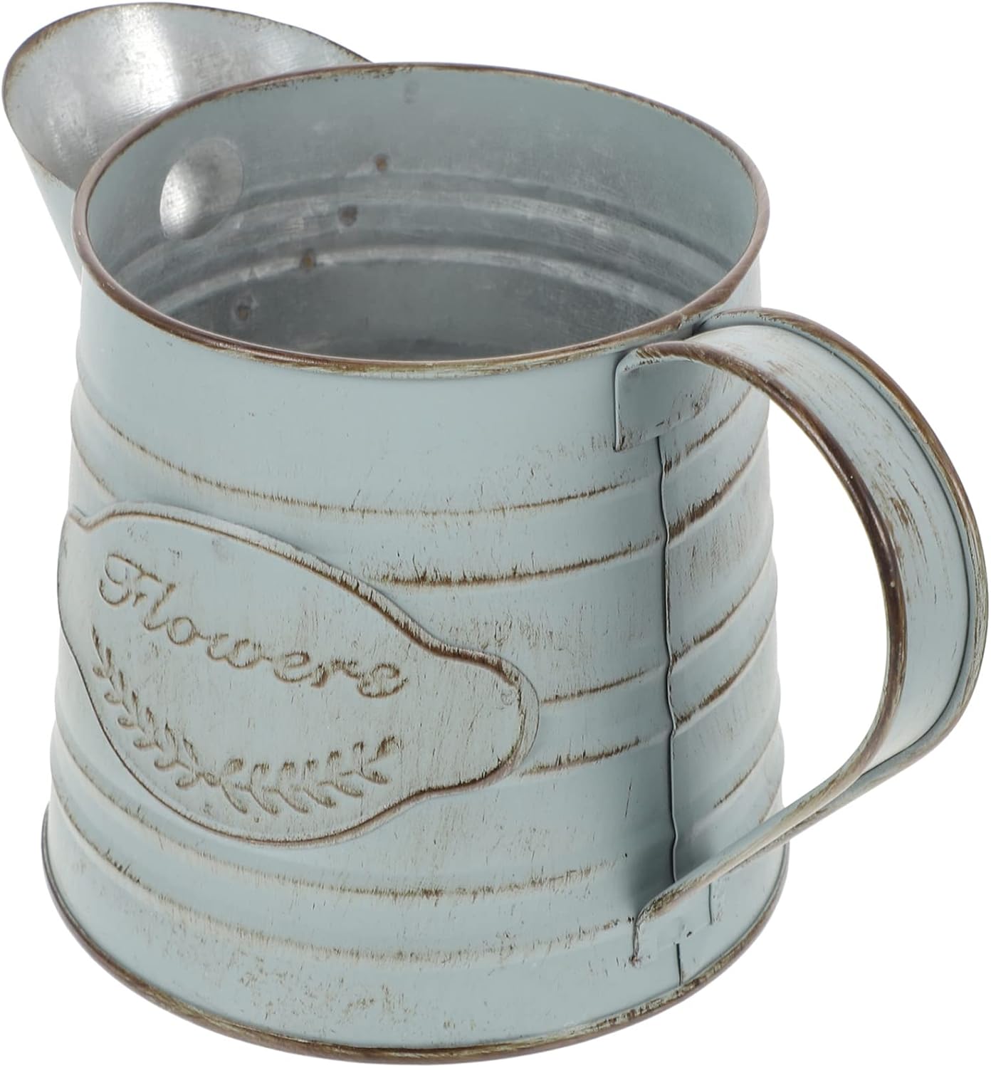 Zerodeko Rustic Galvanized Milk Can Vase with Handle
