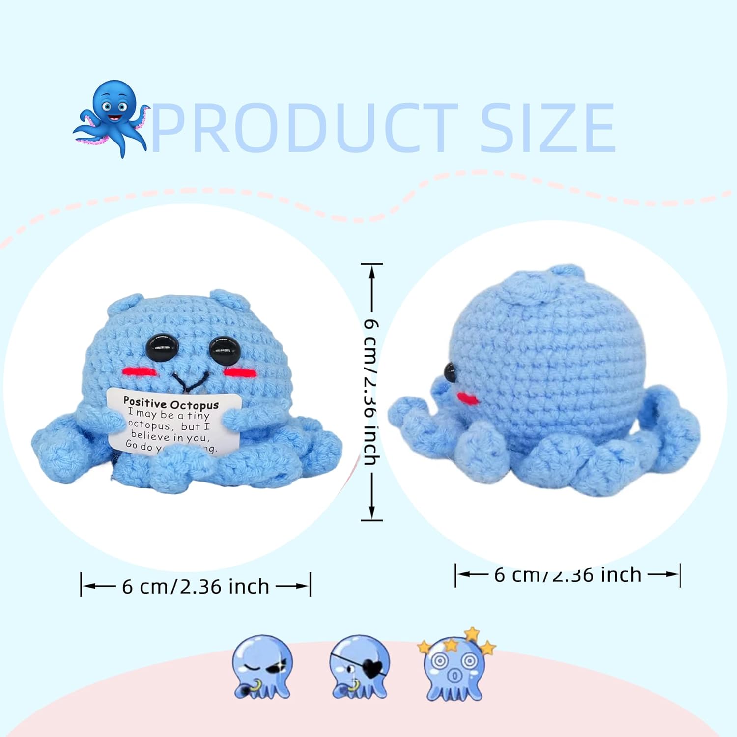 KALAWALK Funny Mini Crochet Animal Octopus Head Decoration