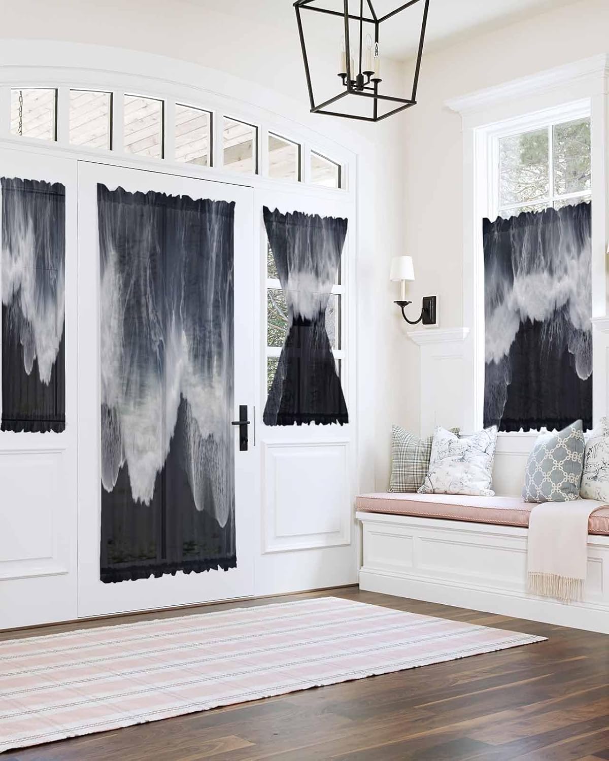 Summer Beach French Door Sheer Curtains 54W x 40L