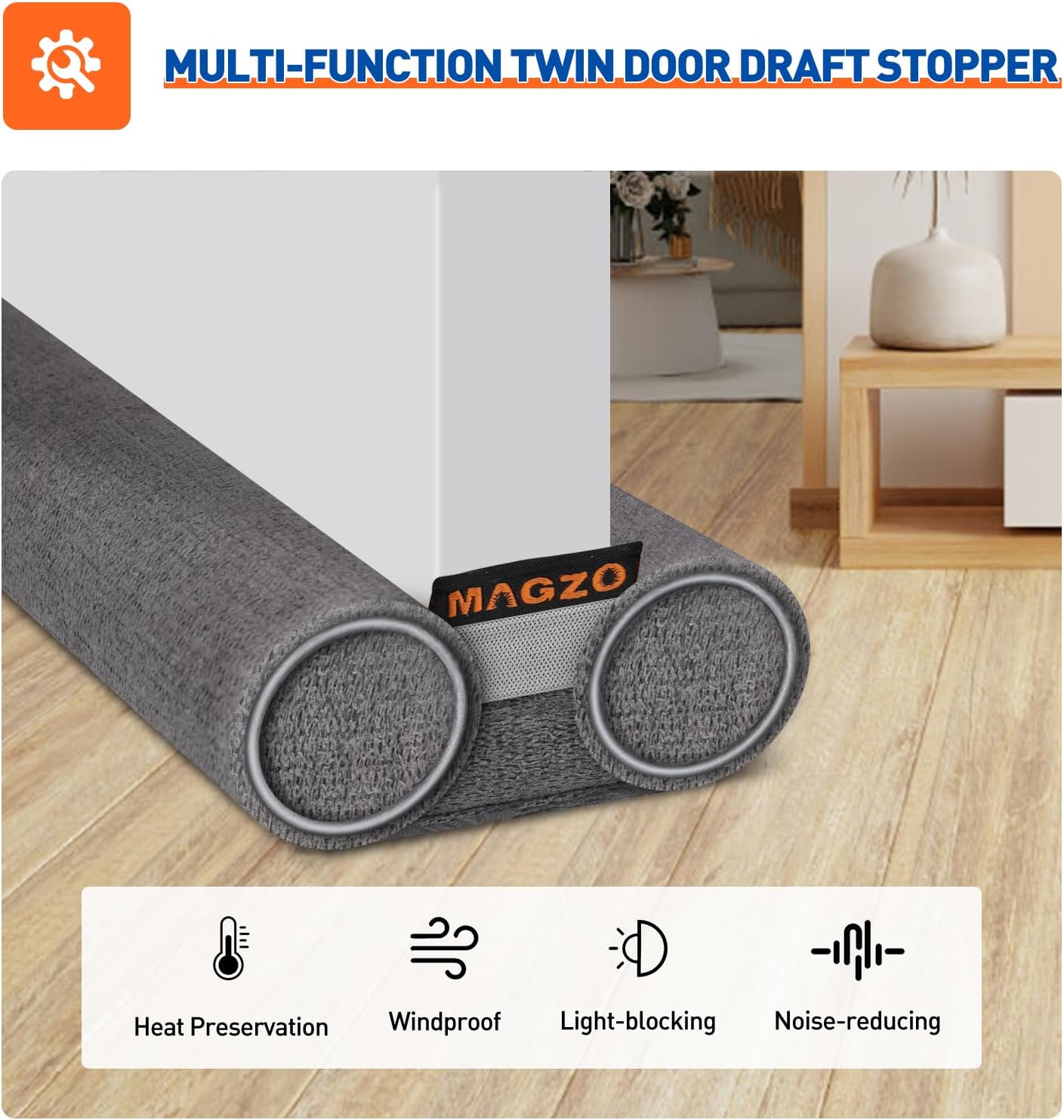 MAGZO Double Side Door Draft Stopper 36 Gray