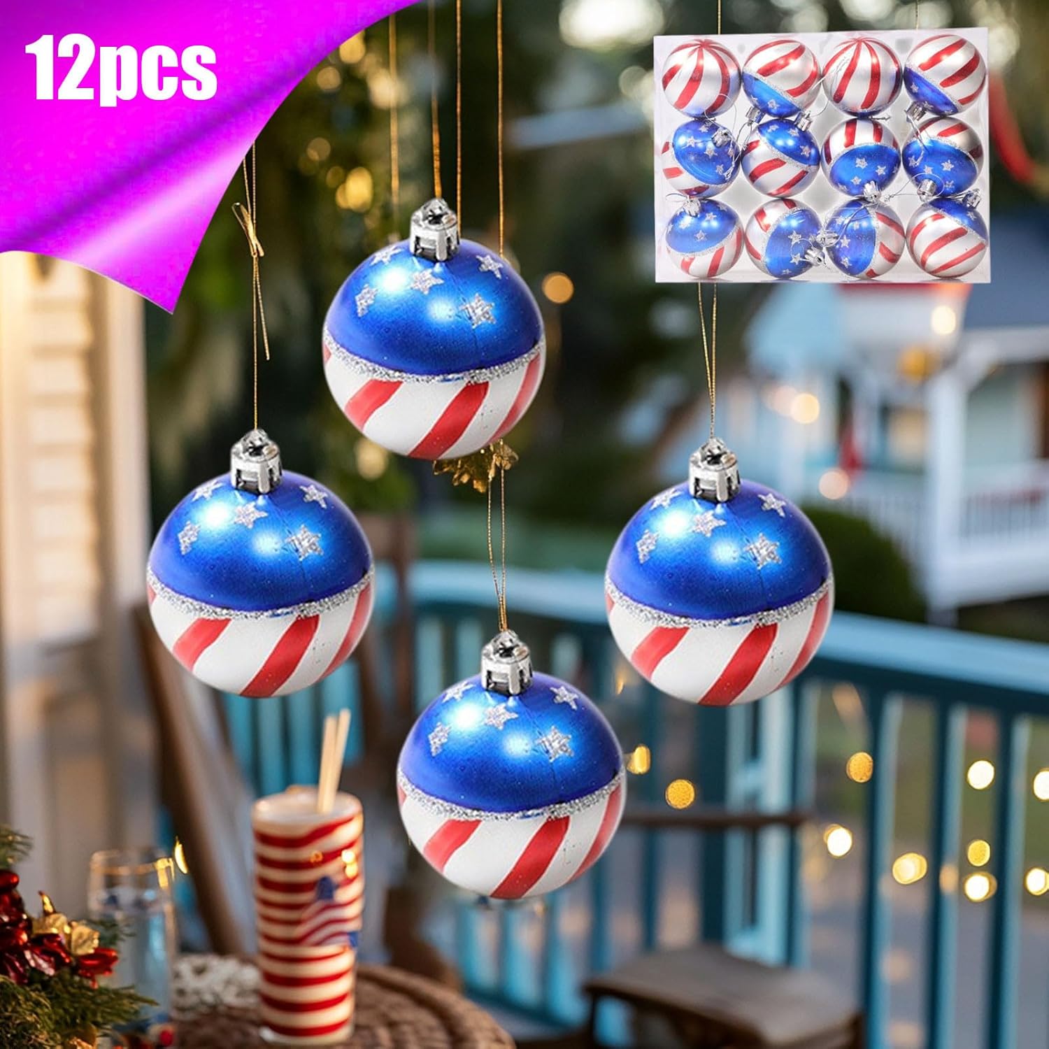 12PCS Patriotic Star-Spangled Hanging Decor