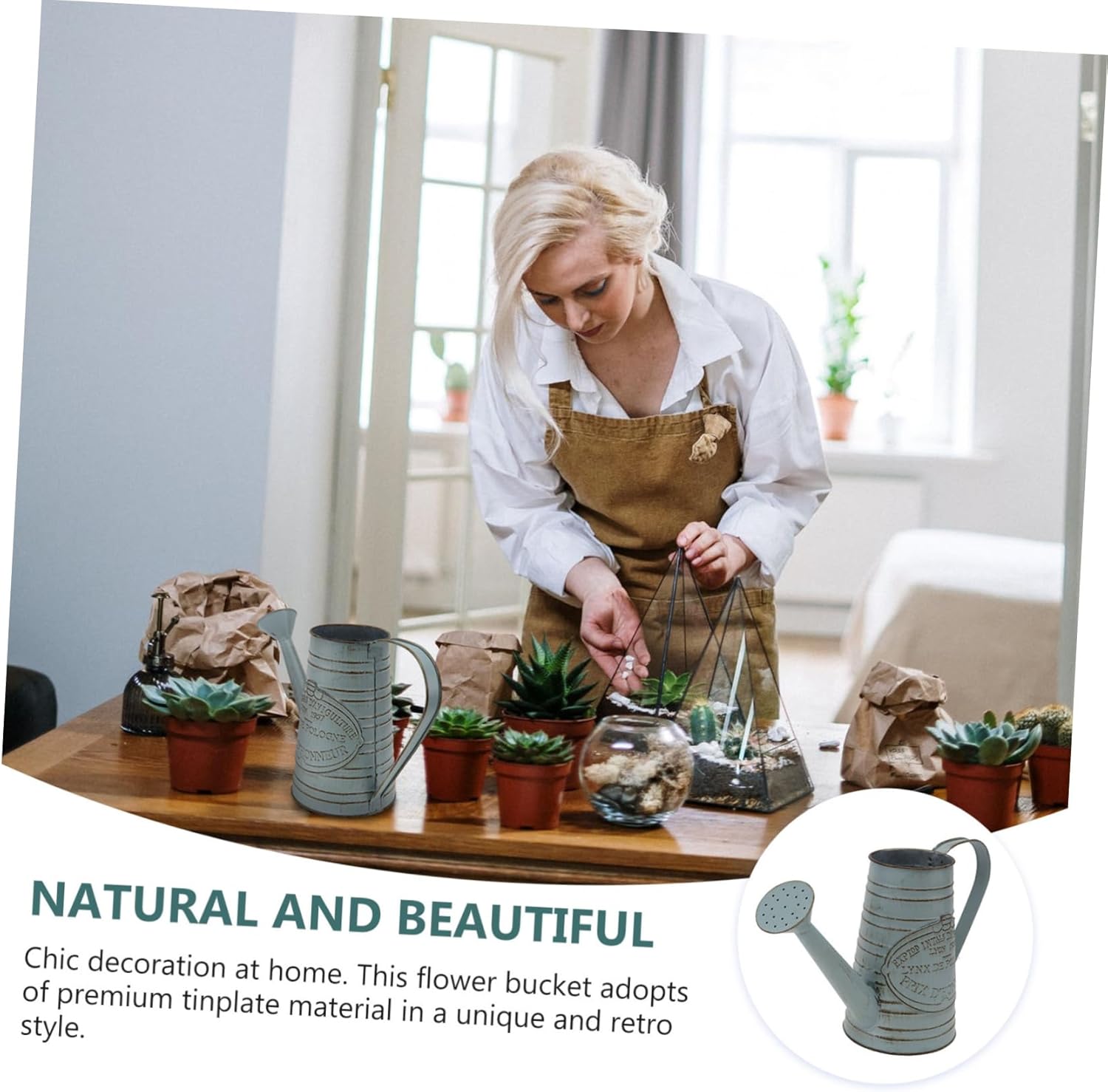 STOBAZA 1pc Antique Iron Flower Bucket Vintage Decor Vase