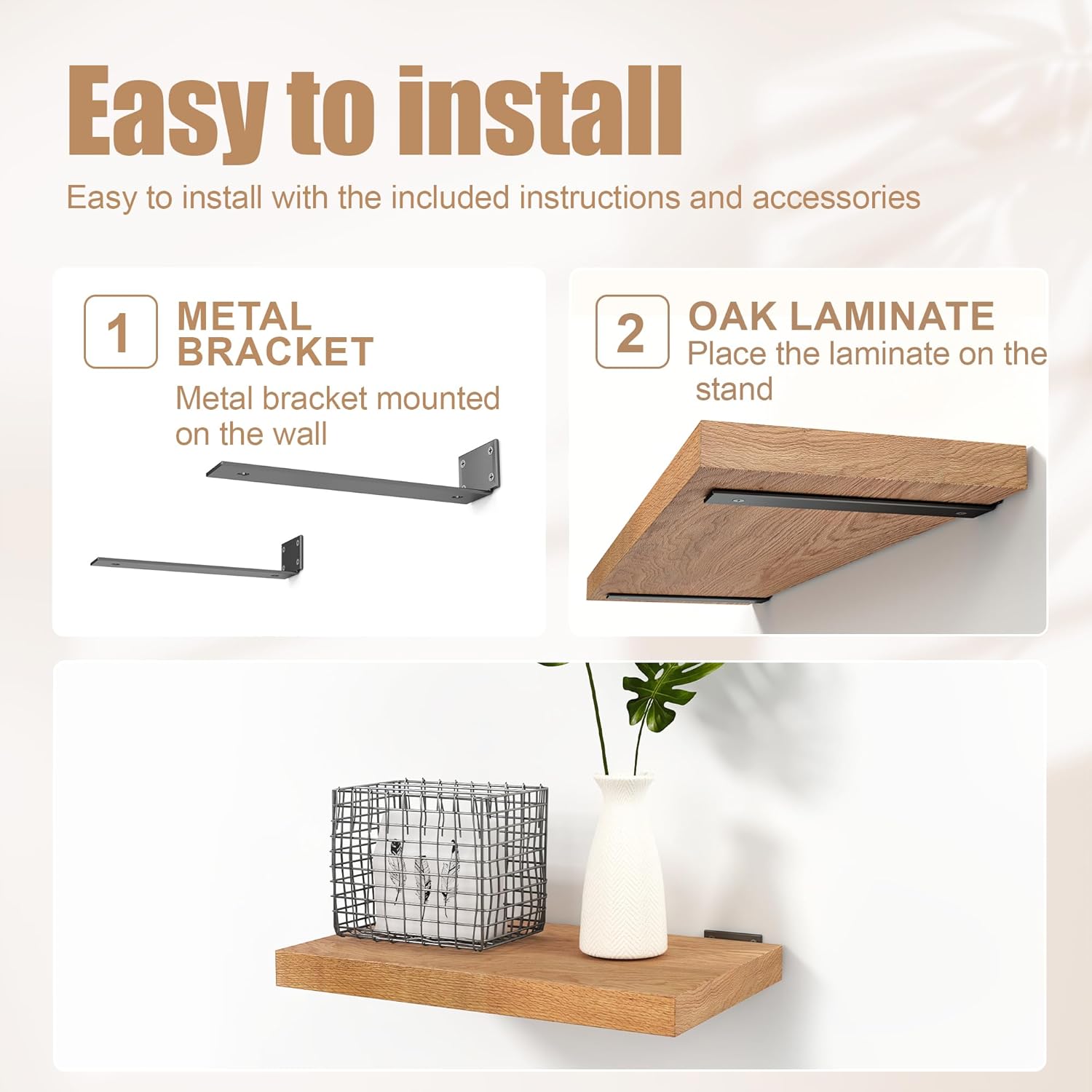 Solid Oak Floating Shelves 16x10 Inch Heavy Duty