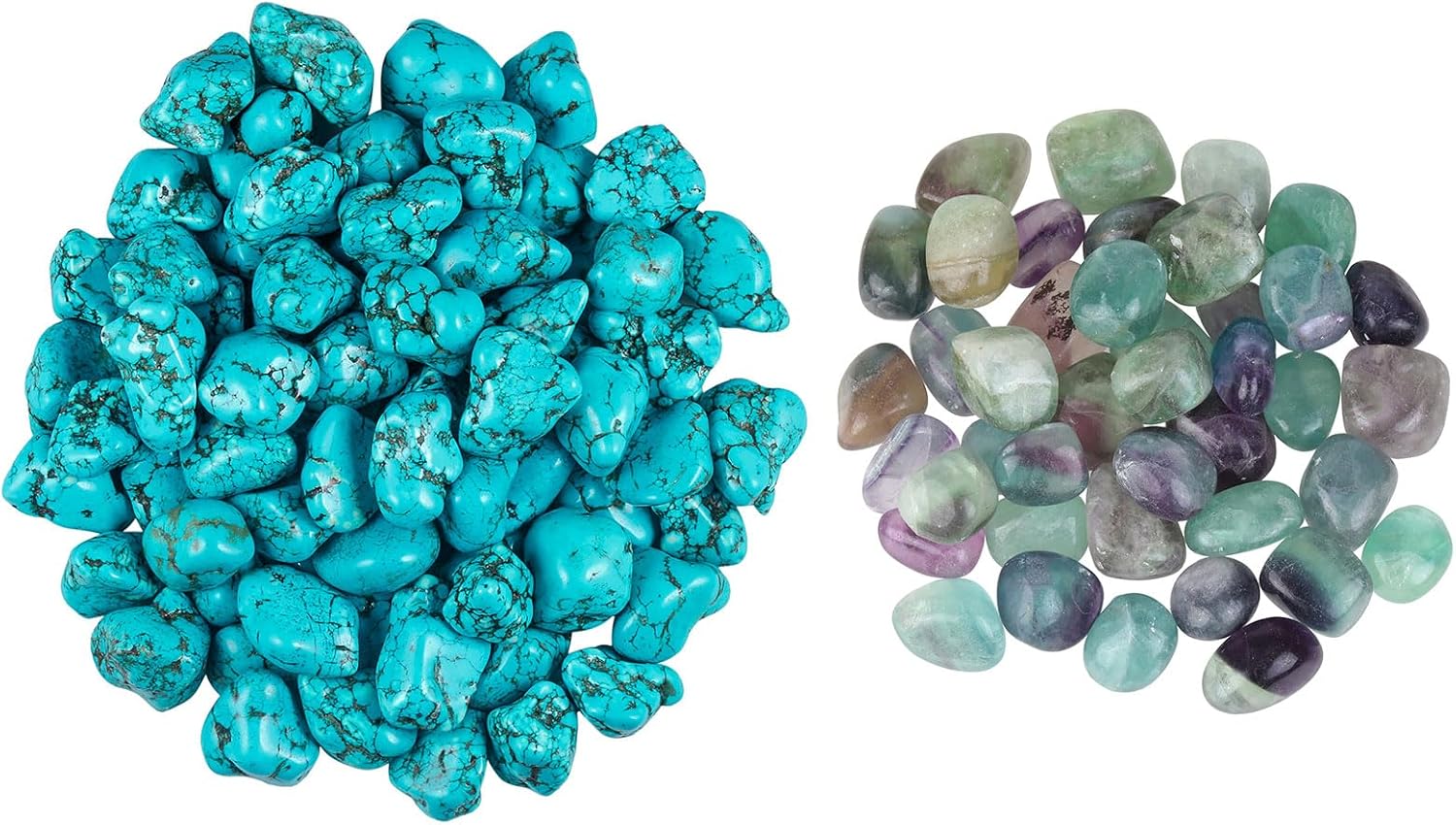 SUNYIK Pack of 2 Green Howlite Fluorite Tumbled Stones