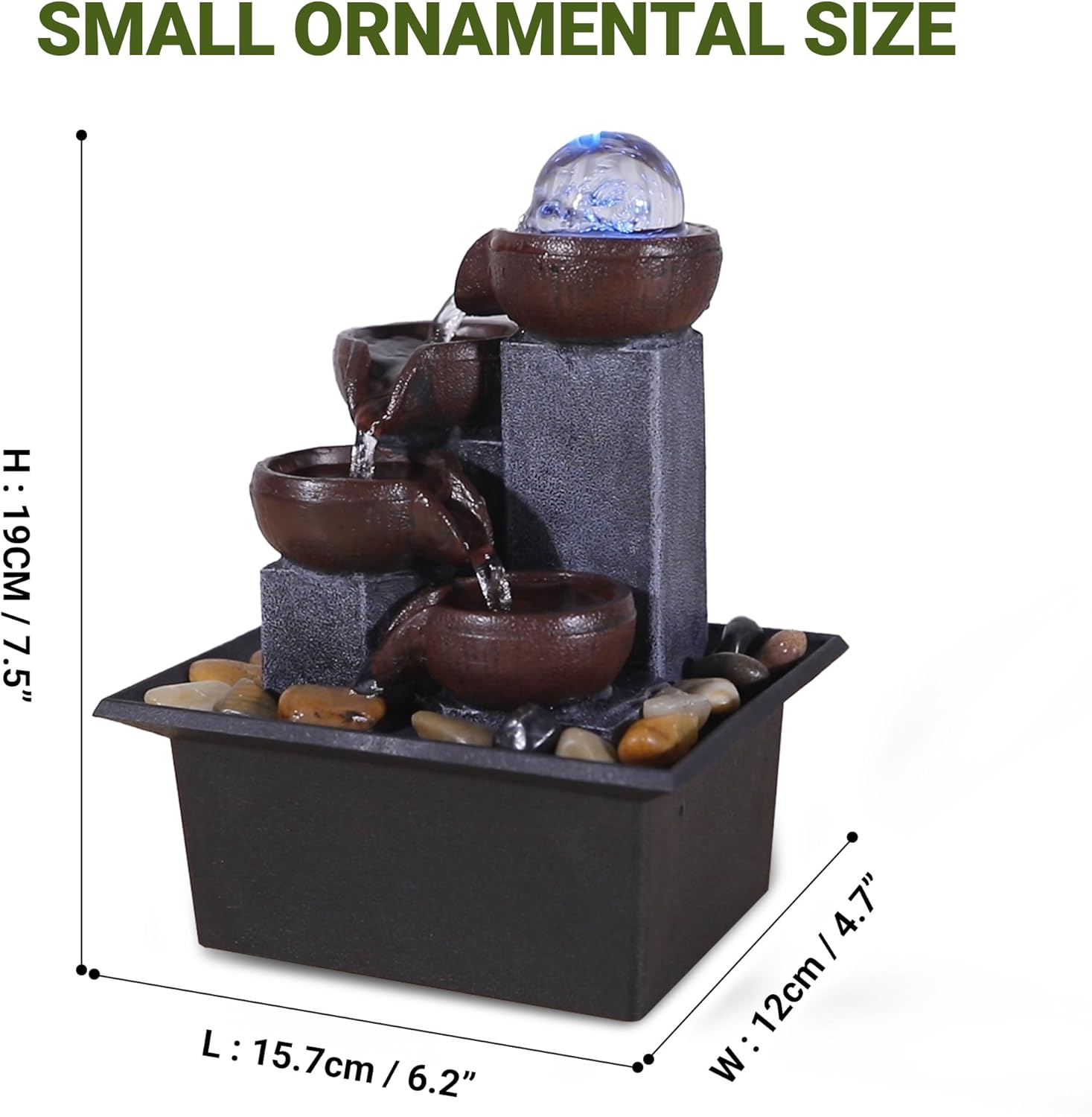 Fathers Den Collection Tabletop Water Fountain with Rainbow LED Lights