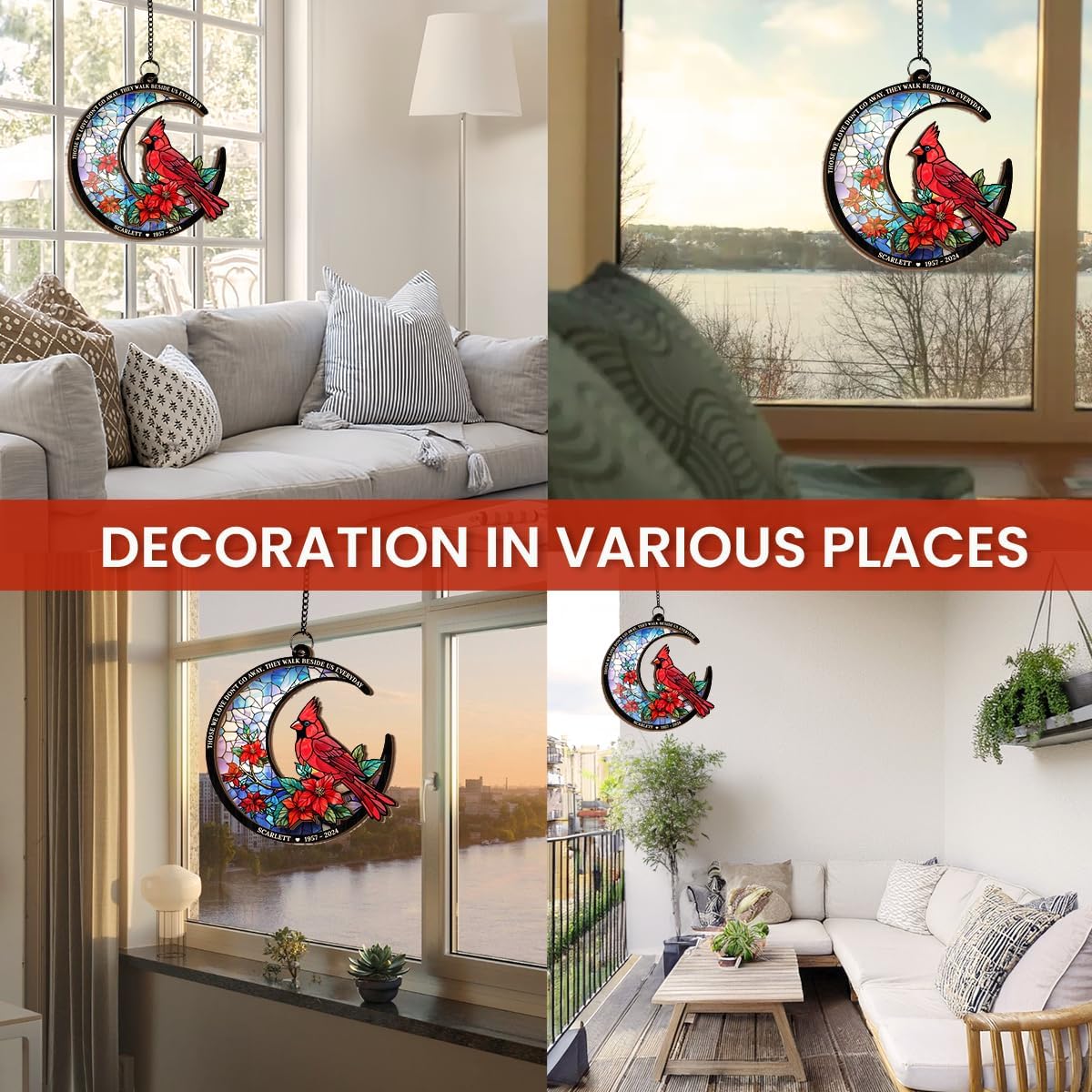 Personalized Memorial Suncatcher Ornament Custom Window Hanging Keepsake Loss of Loved Ones Sympathy Christmas Decor