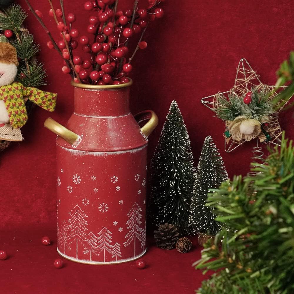 Putuo Decor Metal Flower Vase 10 Inch Rustic Shabby Chic Galvanized Milk Can