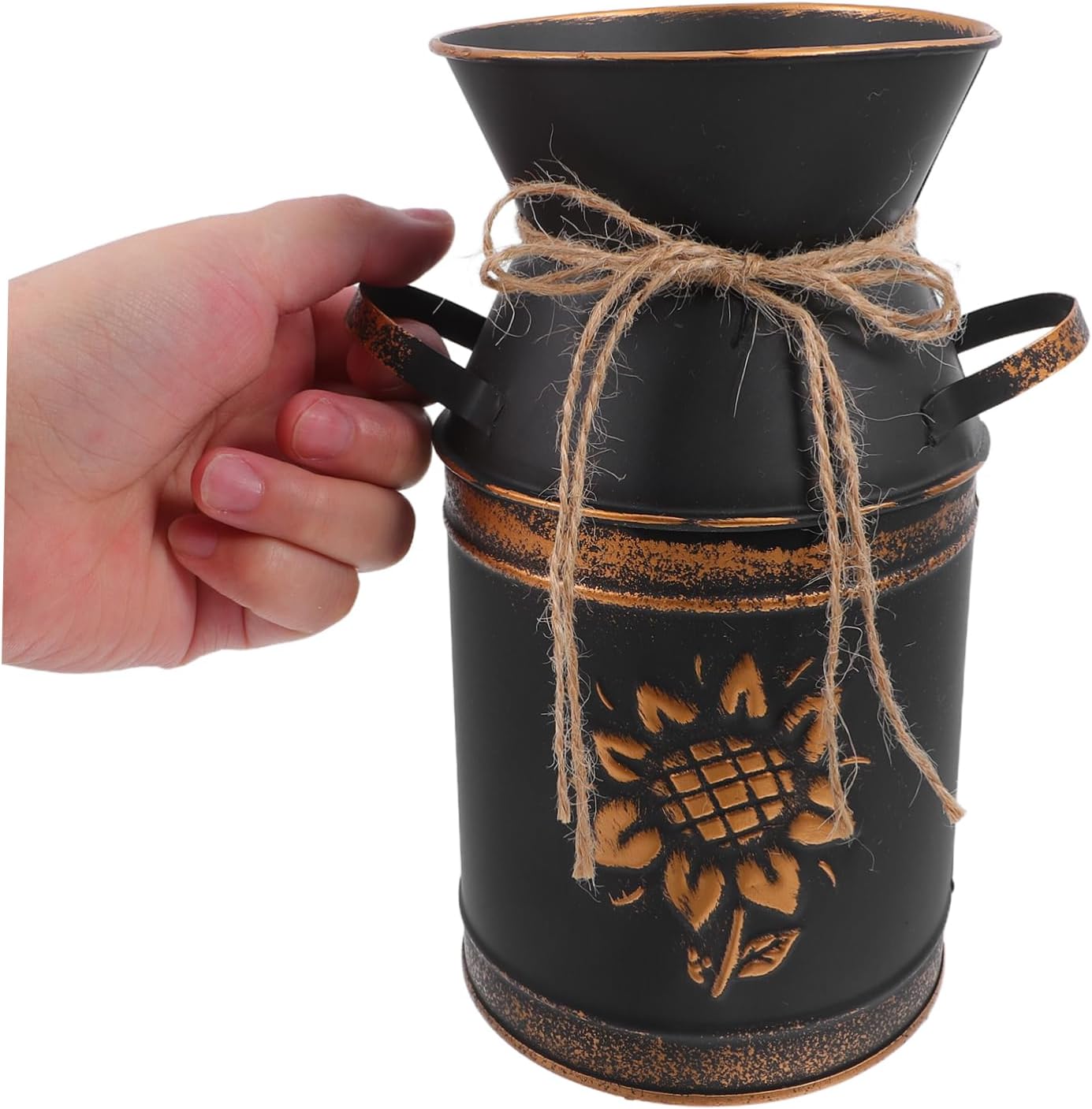 Vintage Bucket Vase Decorative Metal Planter for Flowers and Events