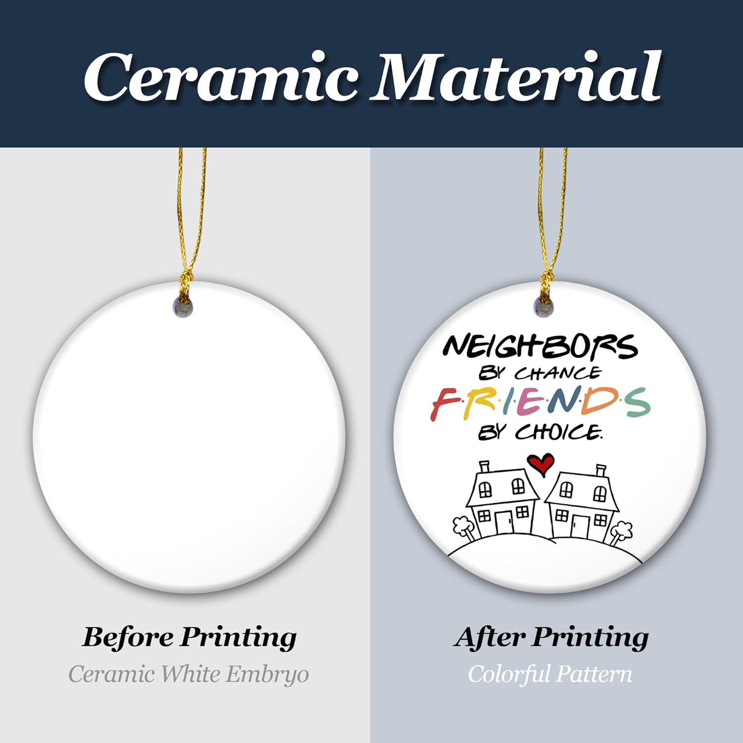 Friendship Christmas Ornament 2024 Neighbors by Chance Friends by Choice Ceramic Ornament