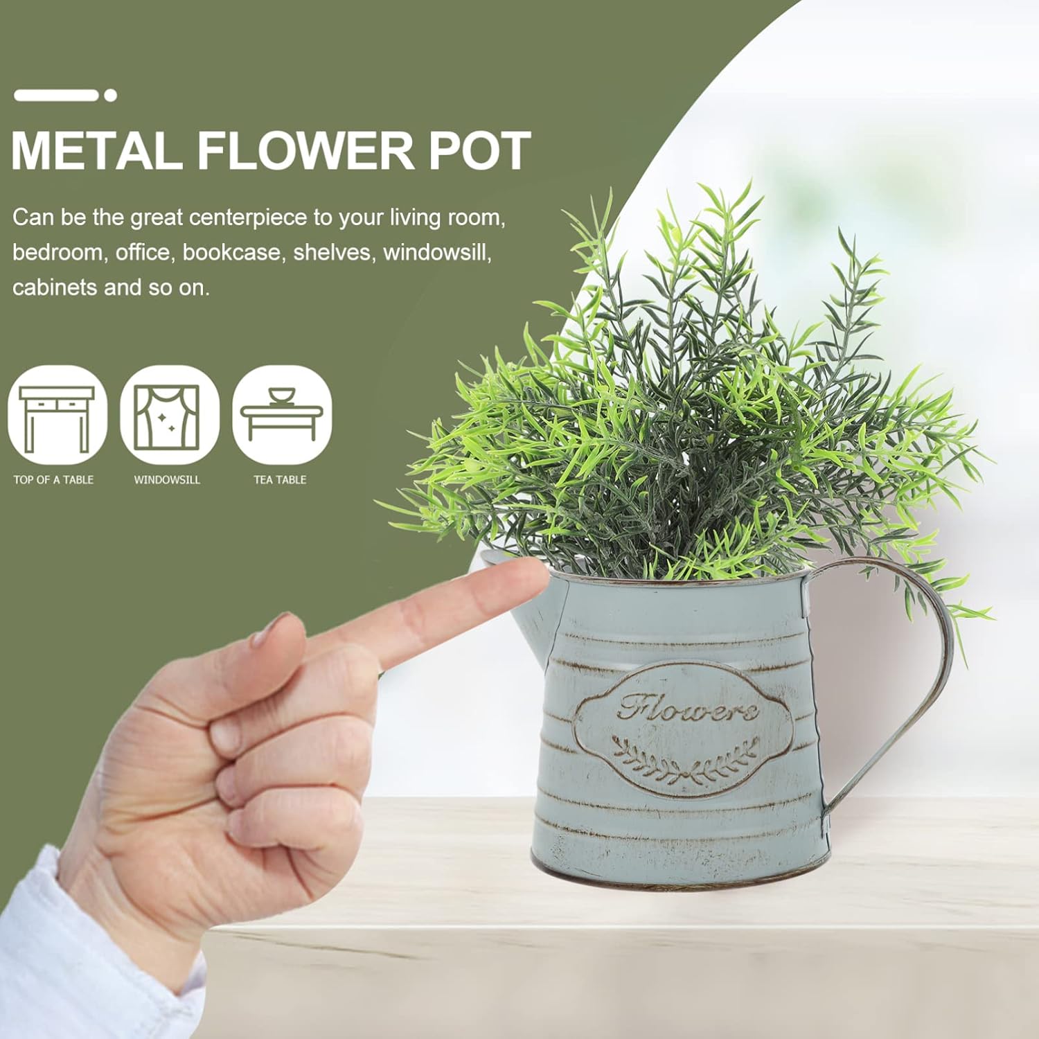 Zerodeko Rustic Galvanized Milk Can Vase with Handle