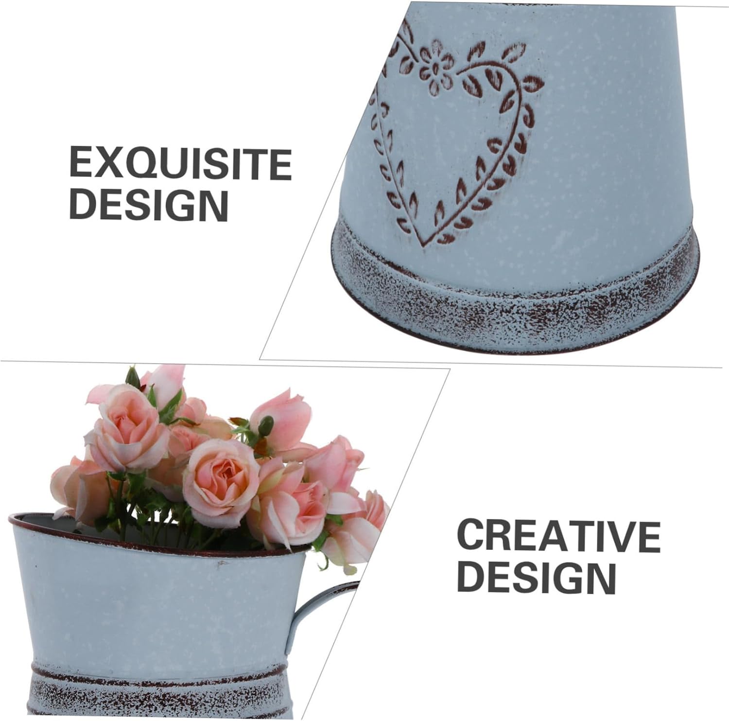 Vintage Kettle Shape Metal Flower Vase for Home Decor