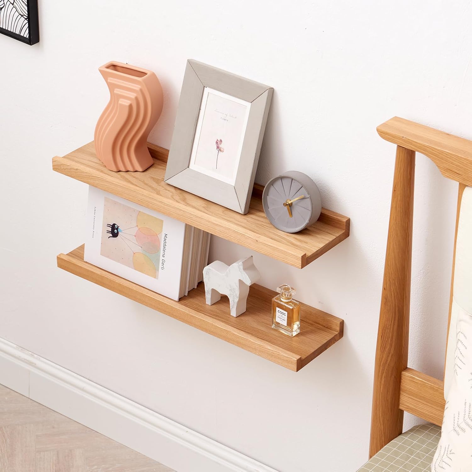 Oak Floating Shelves 4x16 Inch Natural Wood Wall Display Ledge