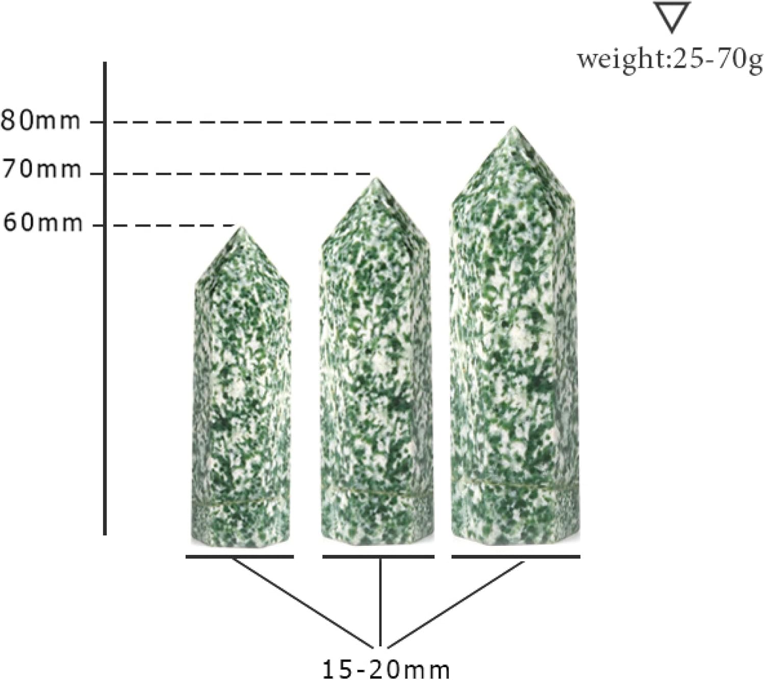 ERNZI Natural Green Spotted Stone Hexagon Tower Ornament