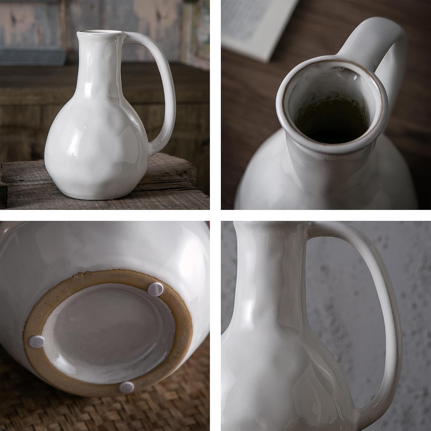 Tanvecle White Ceramic Vase with Big Handles