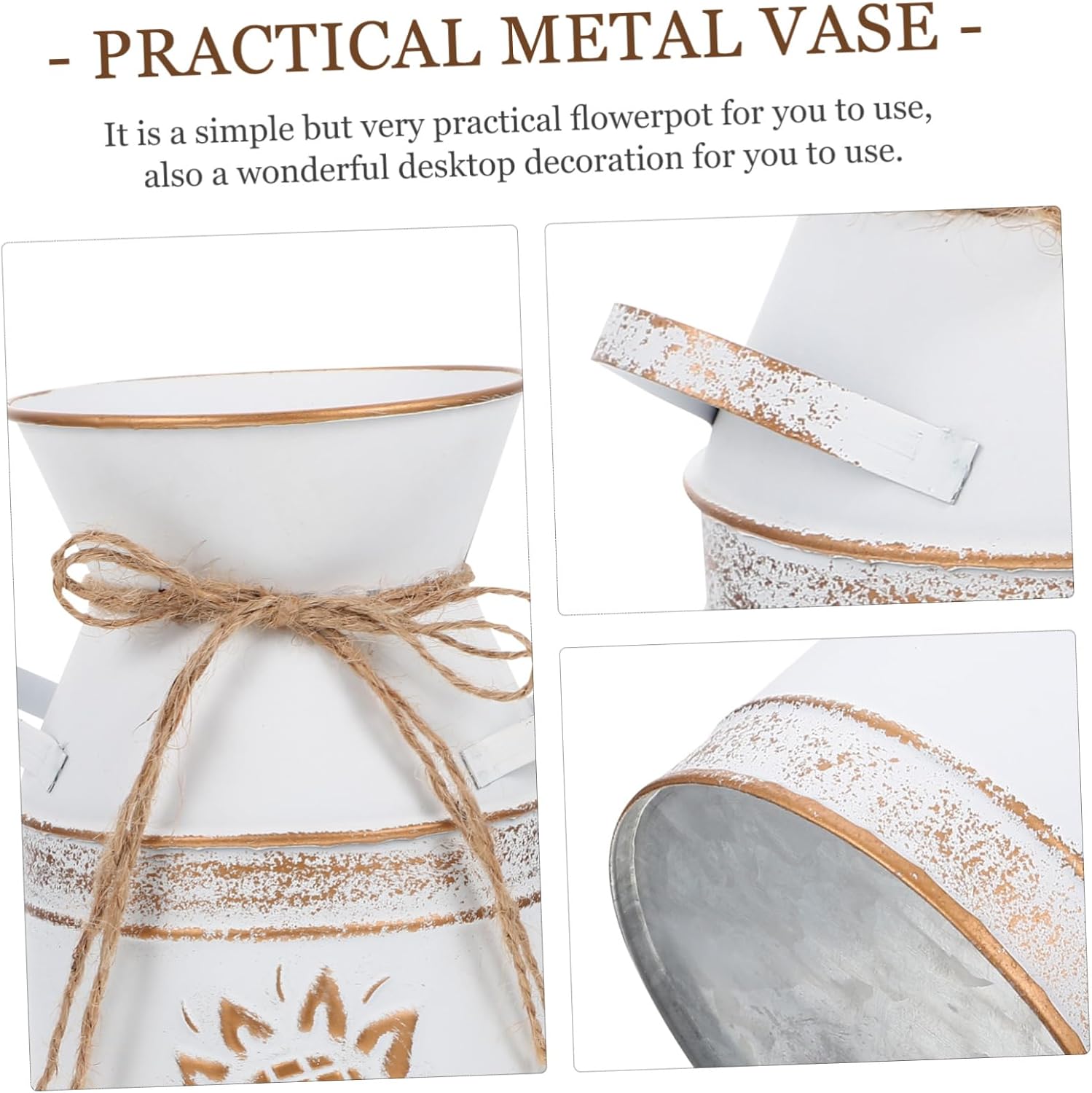 Retro Metal Flower Bucket Vase for Home and Garden