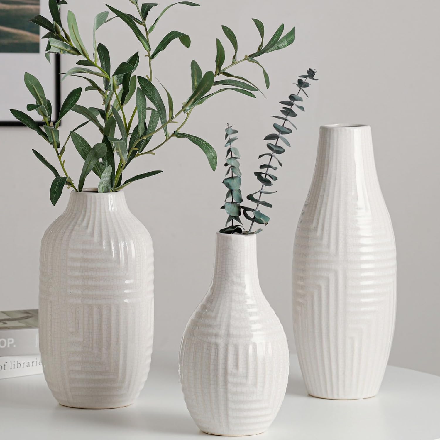 HJN White Ceramic Vase - Modern 106 H