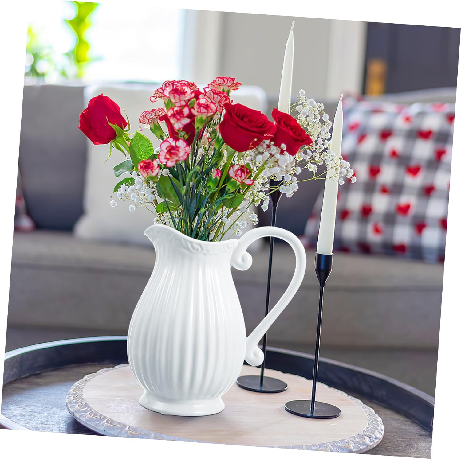 Happyyami Nordic Style Pitcher Vase Flower Pot Ceramic Decor
