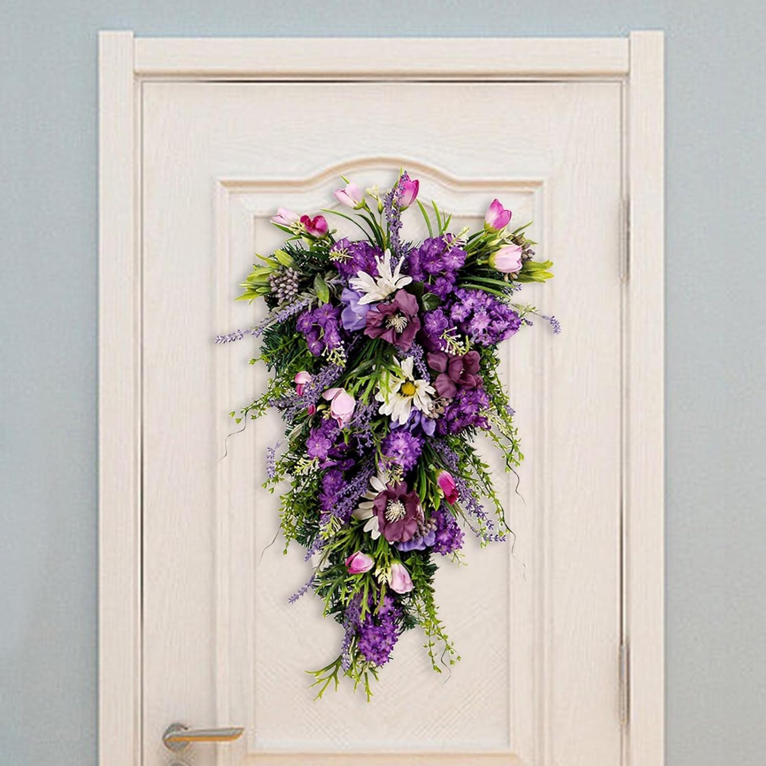 2165 Inch Spring Floral Teardrop Wreath for Front Door and Window