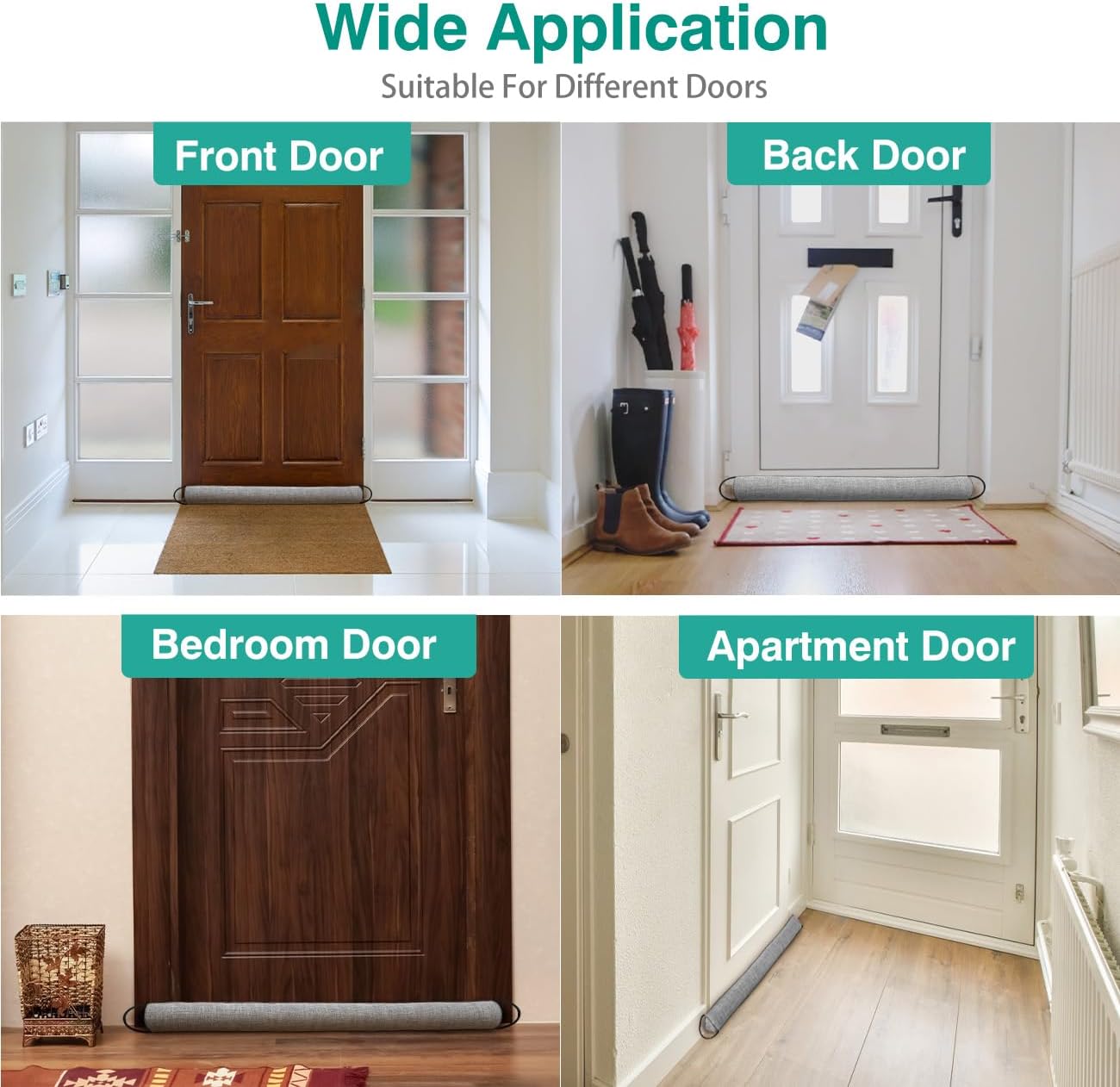 Lewondr Door Draft Stopper 36 Inch Sound Proof Triangular Weather Stripping Blocker Gray