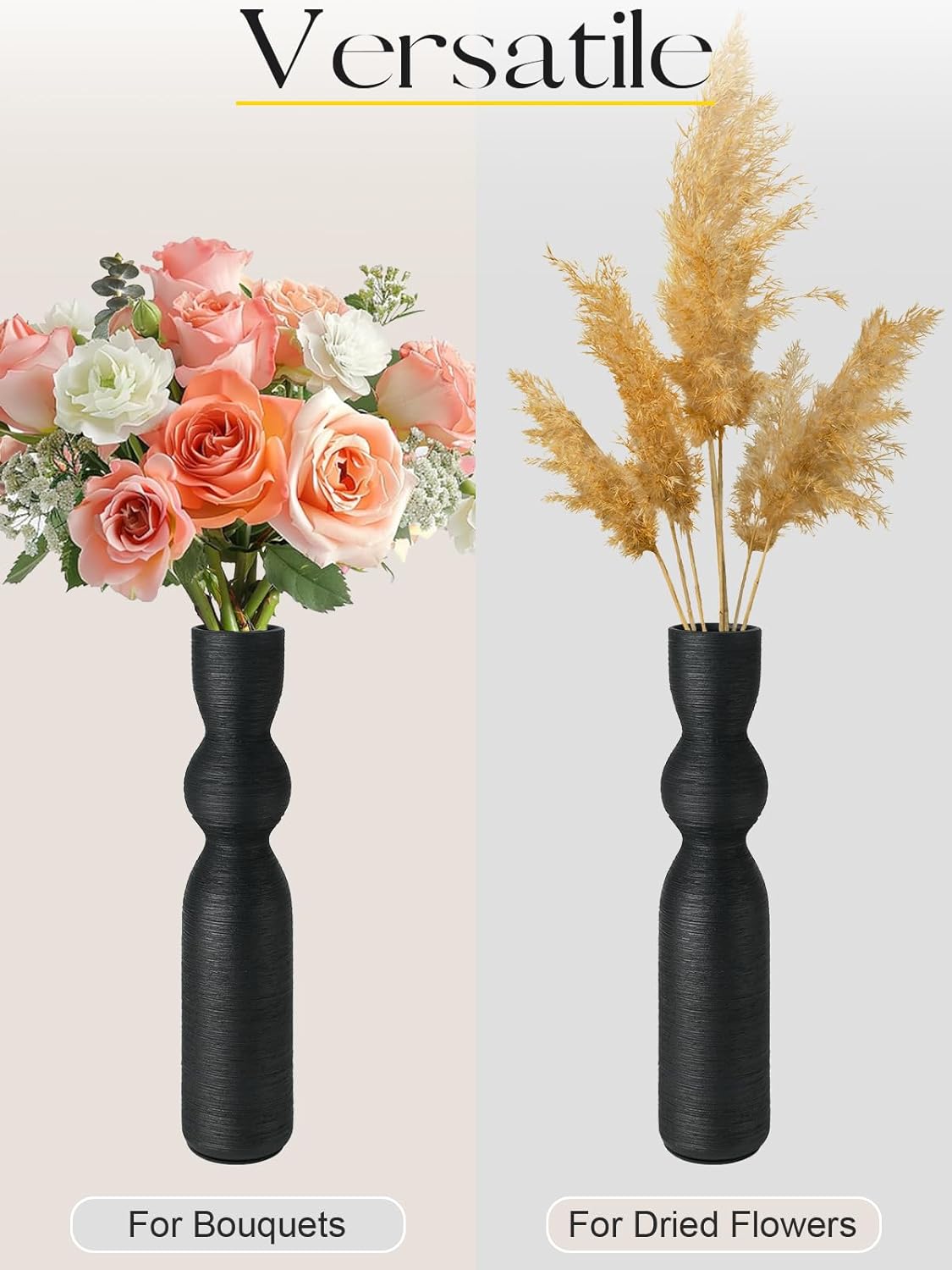 Tall Black Ceramic Vase 15 Inch Decor Vase