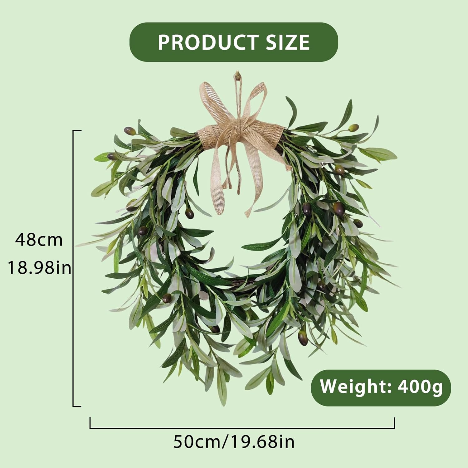Artificial Olive Garland with Greenery Leaves Wreath
