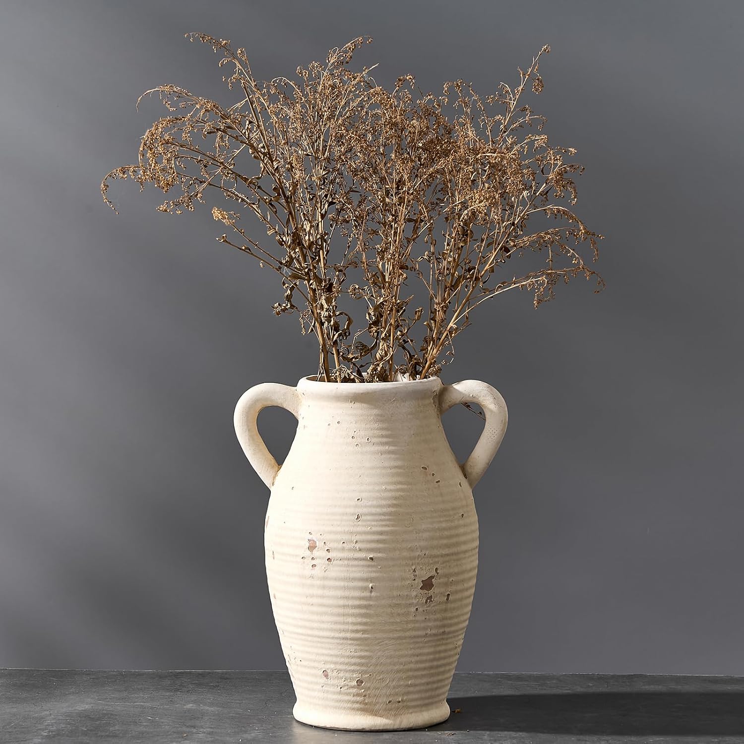 Large Ceramic Rustic Vase with 2 Handles 98 Inch