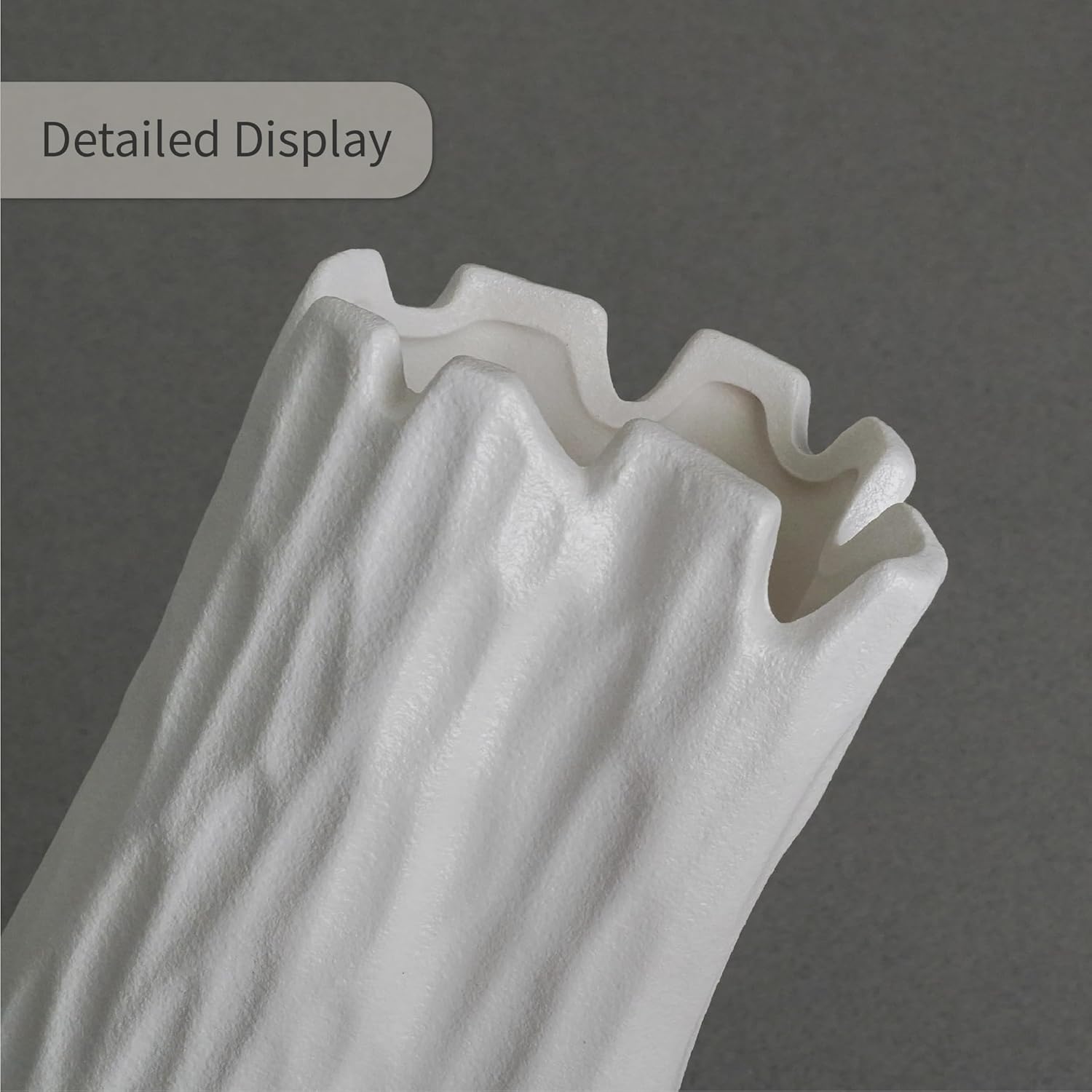 White Matte Ceramic Vase with Organic Nature Shape
