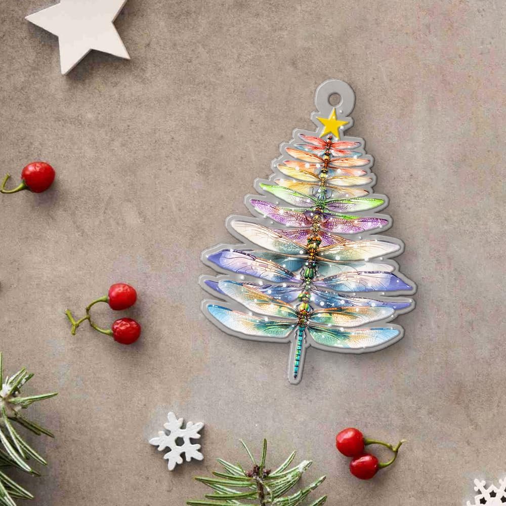 Christmas Dragonfly 2D Flat Acrylic Ornament
