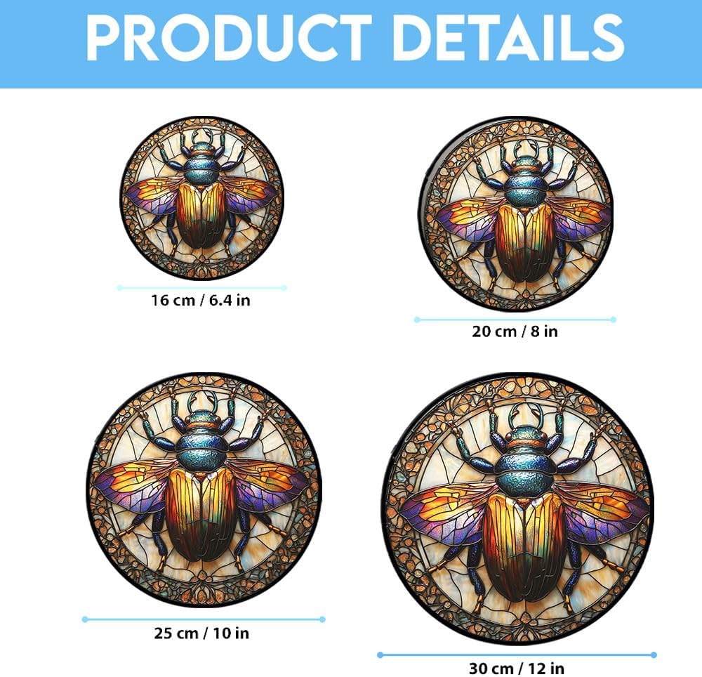 Custom Art Beetle Stained Glass Window Hanging