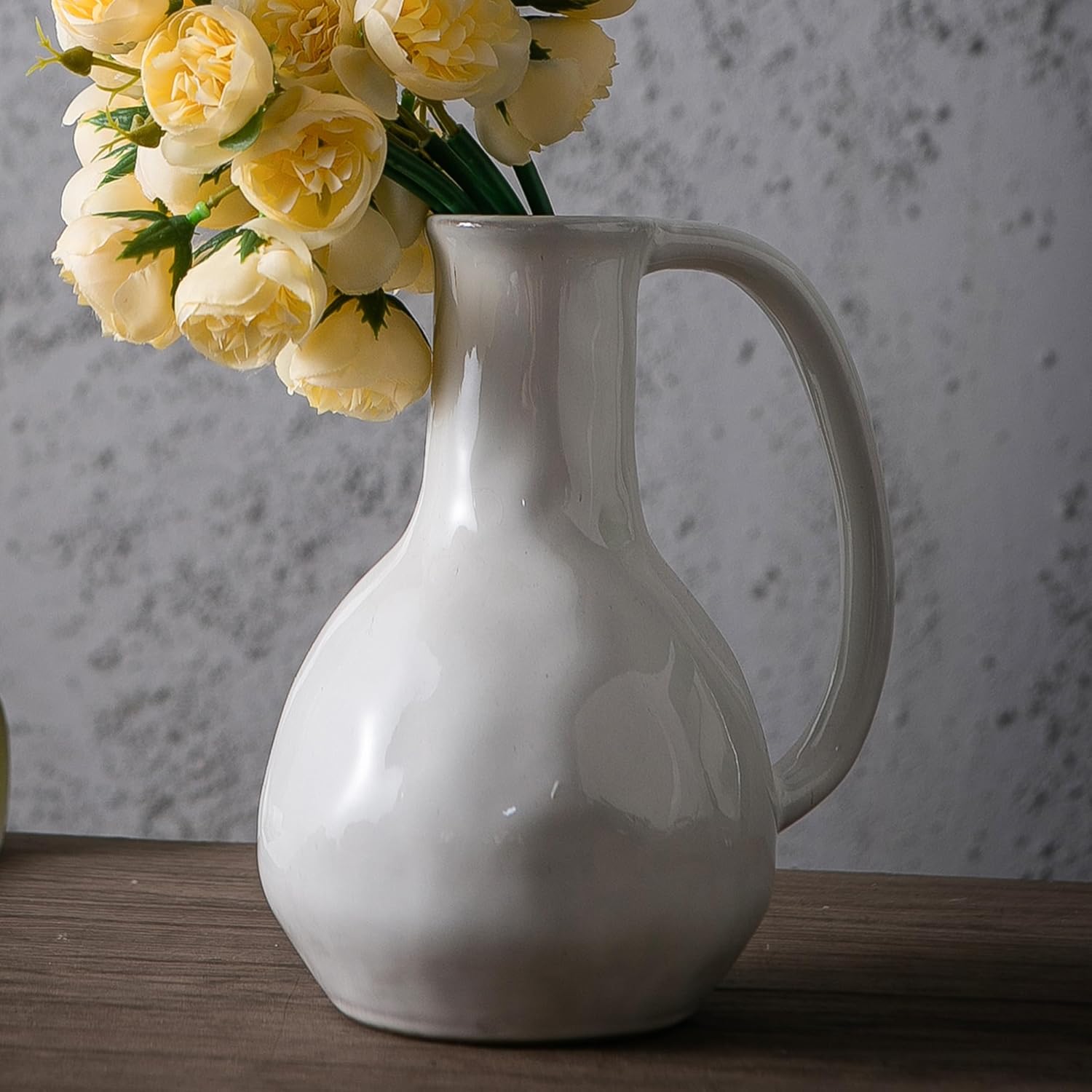 Tanvecle White Ceramic Vase with Big Handles