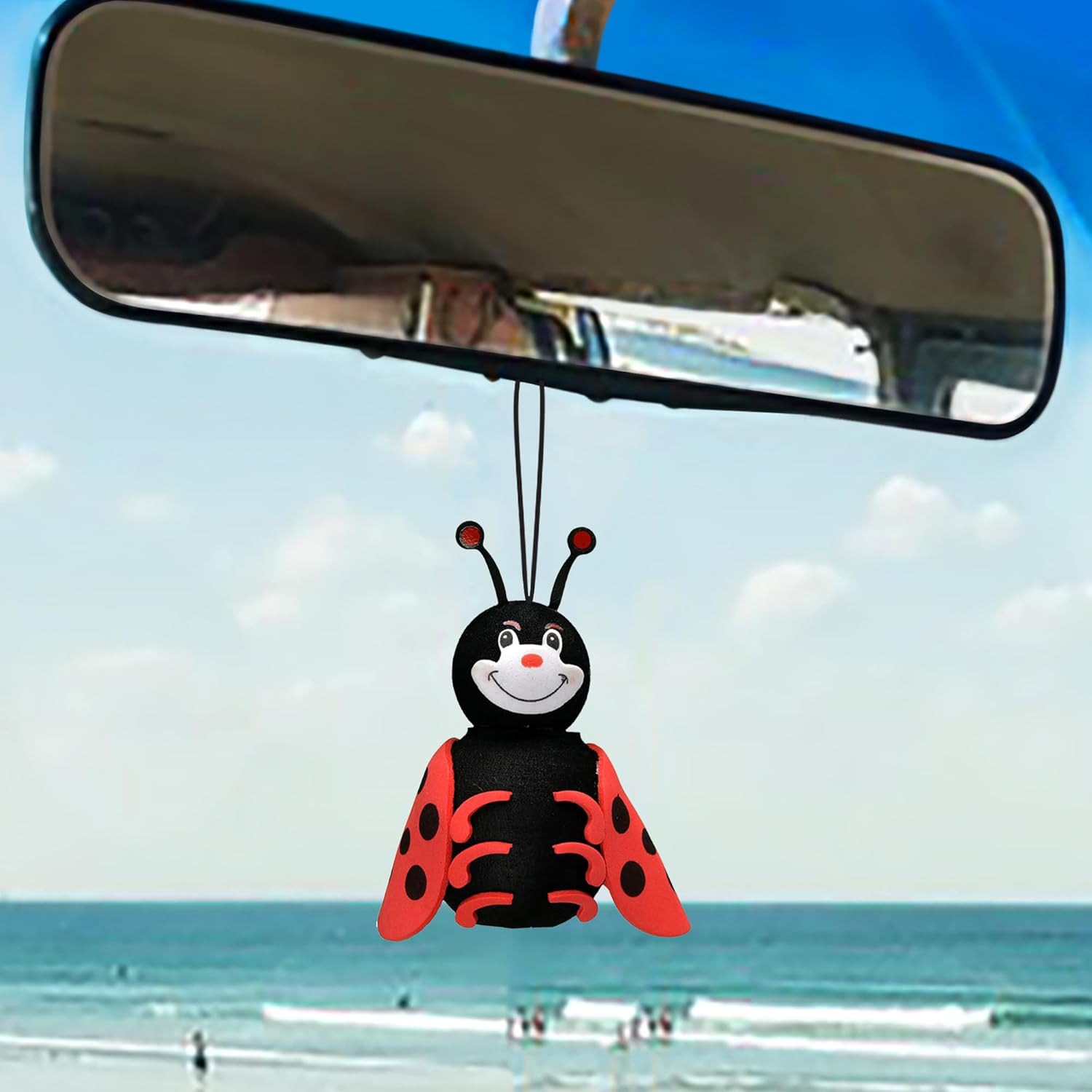 Cute Ladybug Rear-View Mirror Car Charm Dangler