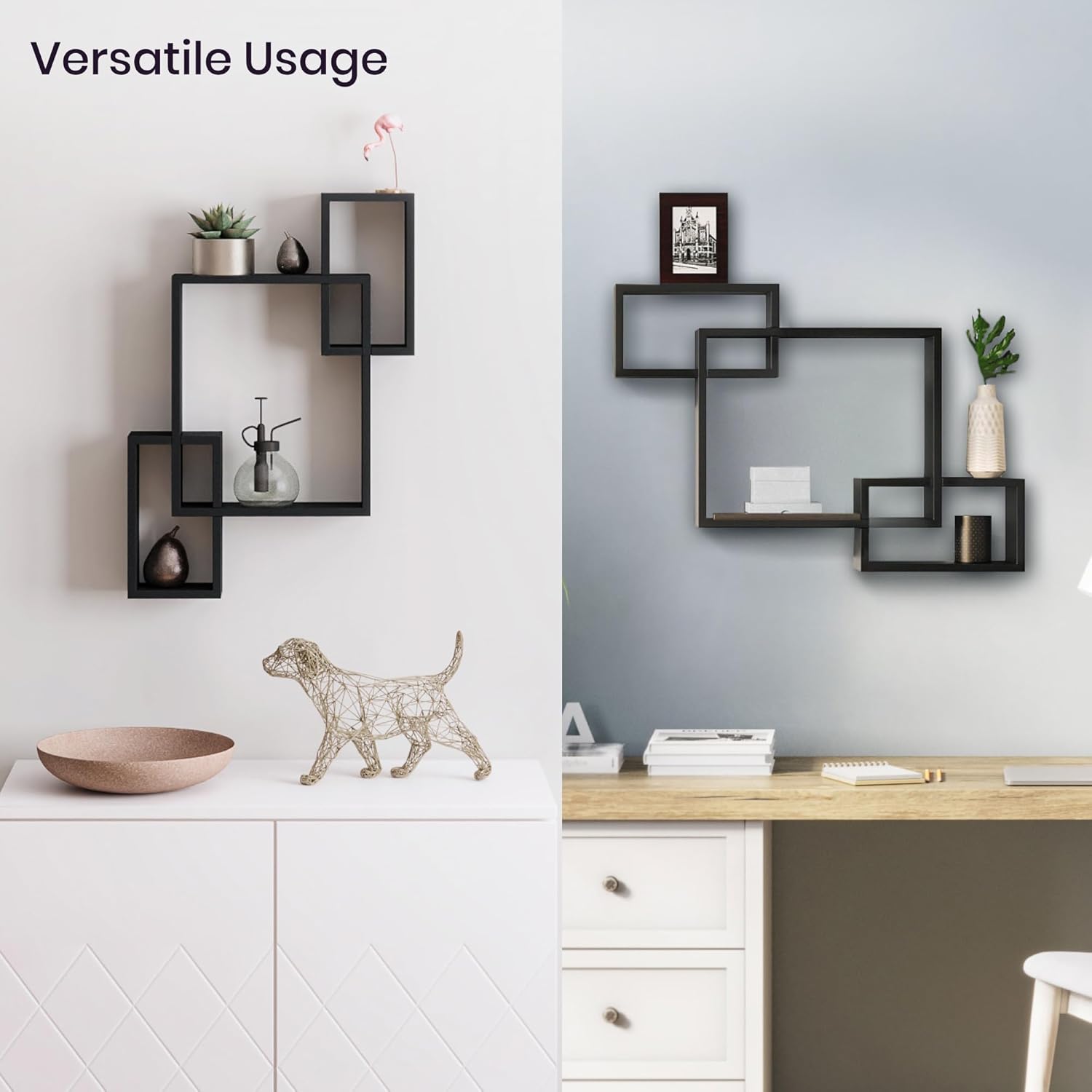 Ballucci Wooden Floating Wall Shelves 26 x 18 Black