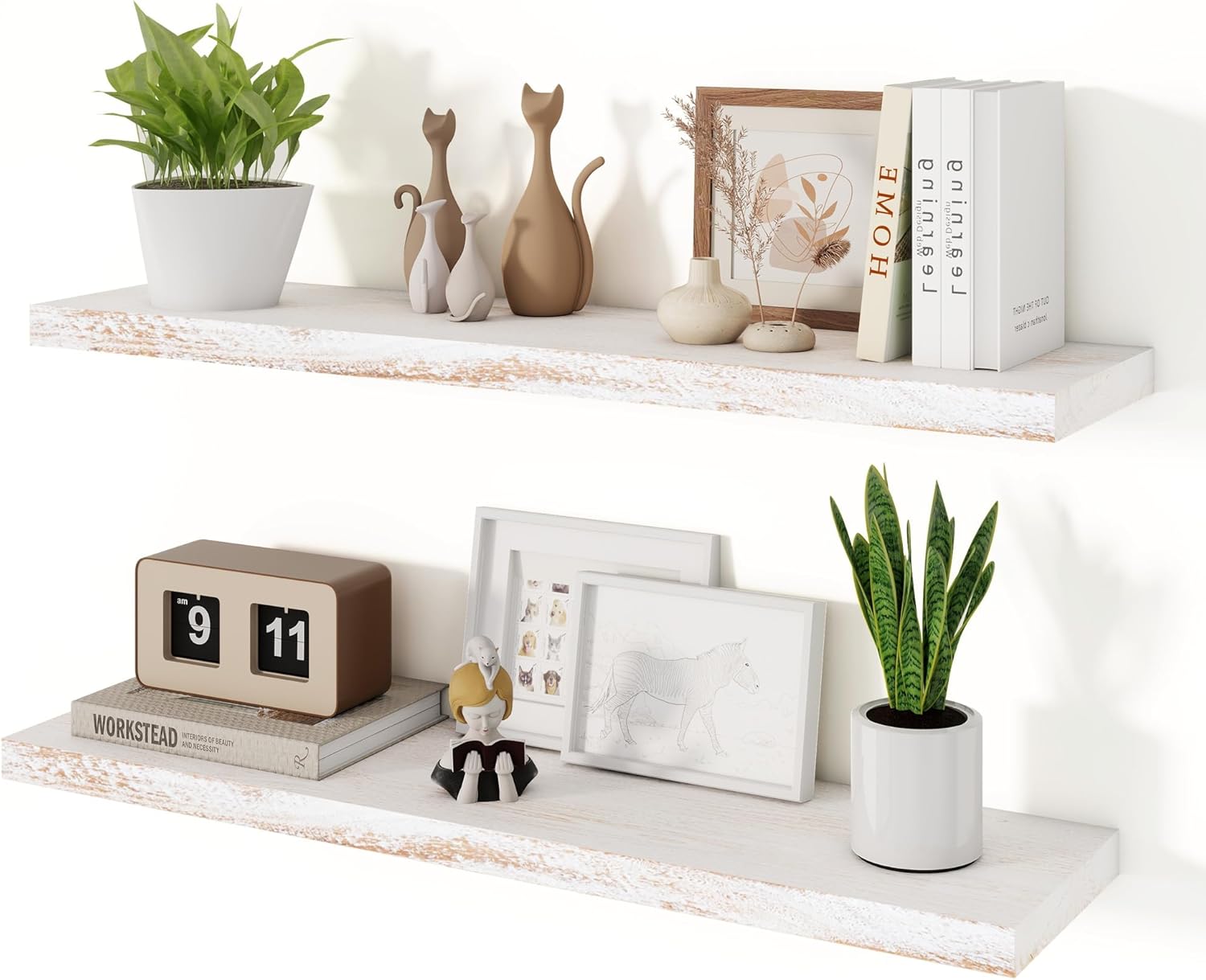 Vivelove Elm Wood Floating Book Shelves 36x8x14 Inch