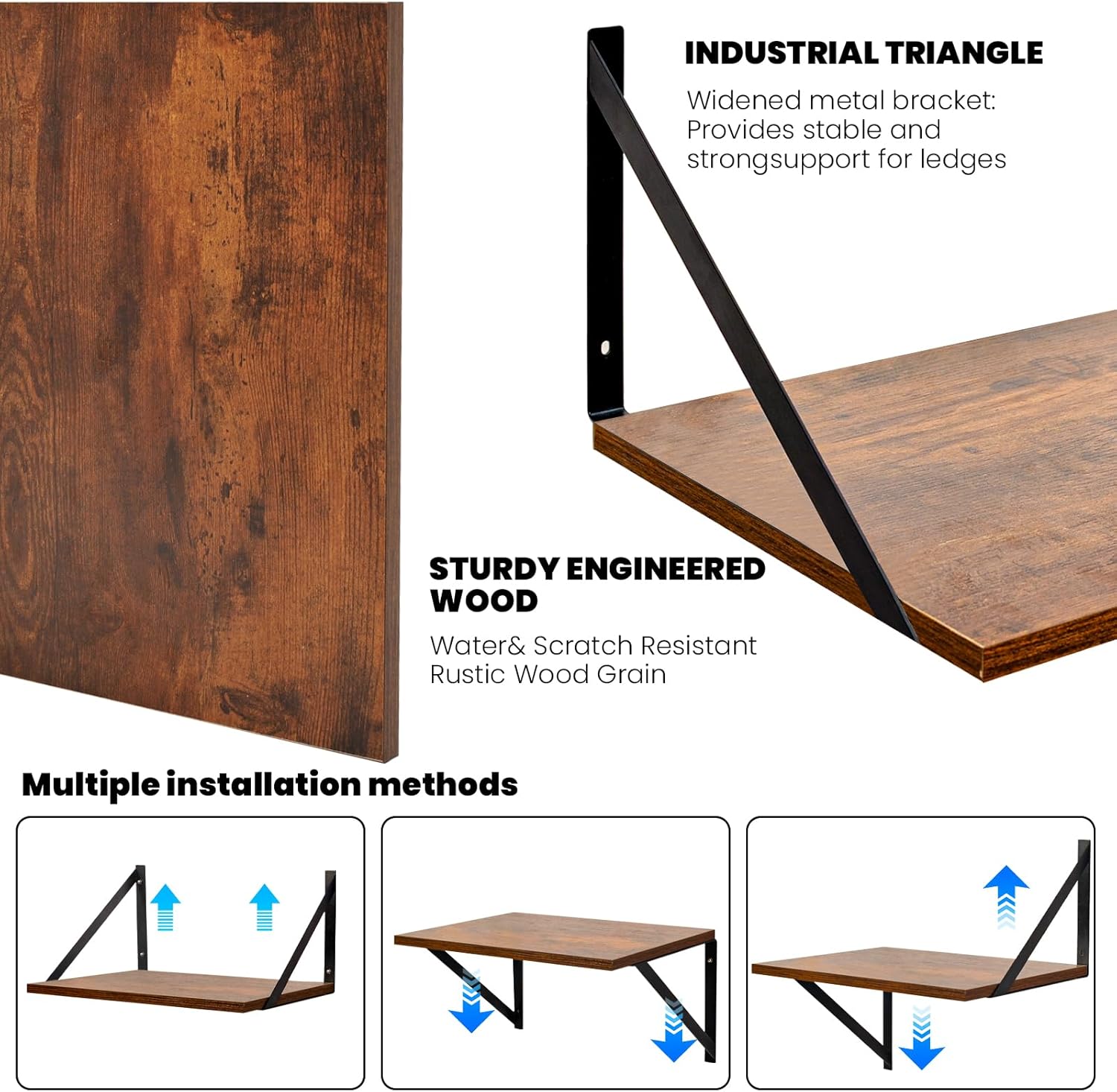 Deep Floating Shelves for Wall 12 Inch Wide Set of 2